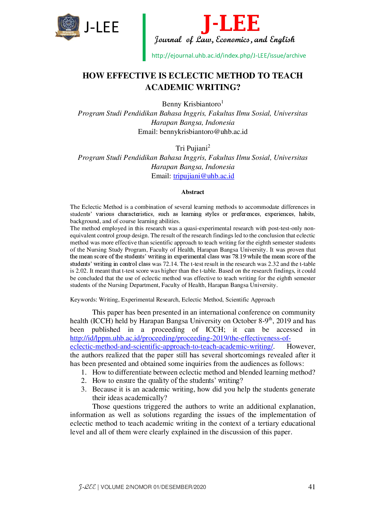 juris How Effective Is Eclectic Method to Teach Academic Writing