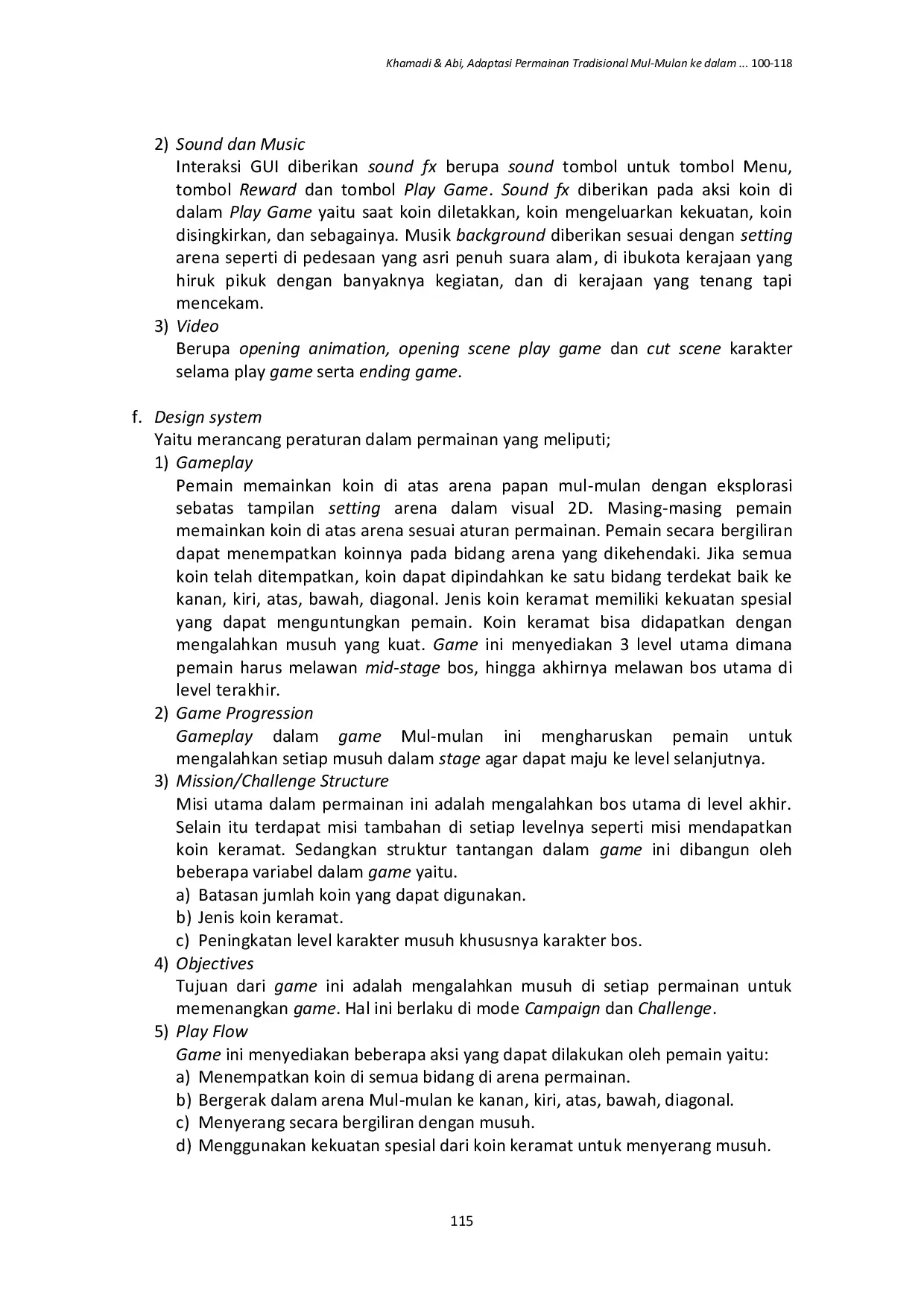 JURIS Adaptasi Permainan Tradisional Mul Mulan ke dalam Perancangan Game Design Document