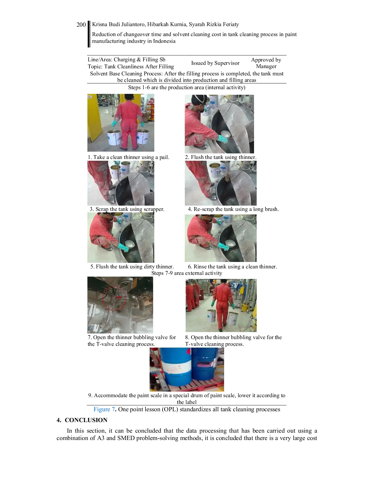 JURIS Reduction of changeover time and solvent cleaning cost in tank cleaning process in paint manufacturing industry in Indonesia