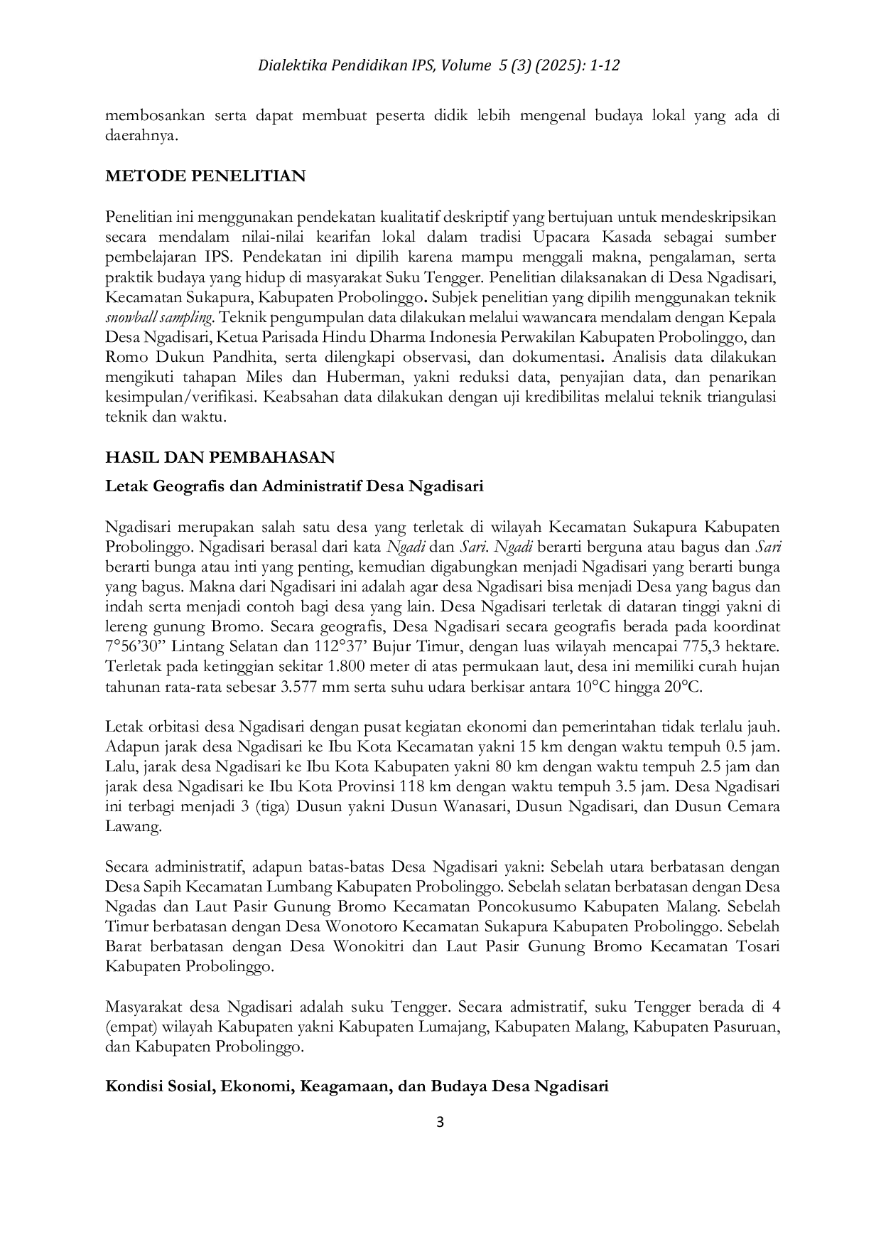 JURIS Nilai Nilai Kearifan Lokal Pada Tradisi Upacara Kasada Sebagai Sumber Pembelajaran IPS