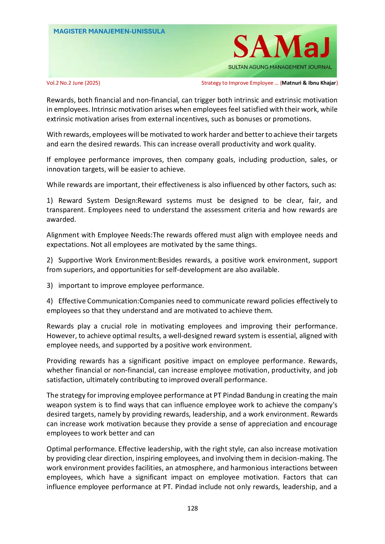 JURIS PT Pindad s Employee Performance Improvement Strategy in Manufacturing Main Weapons Systems in Bandung