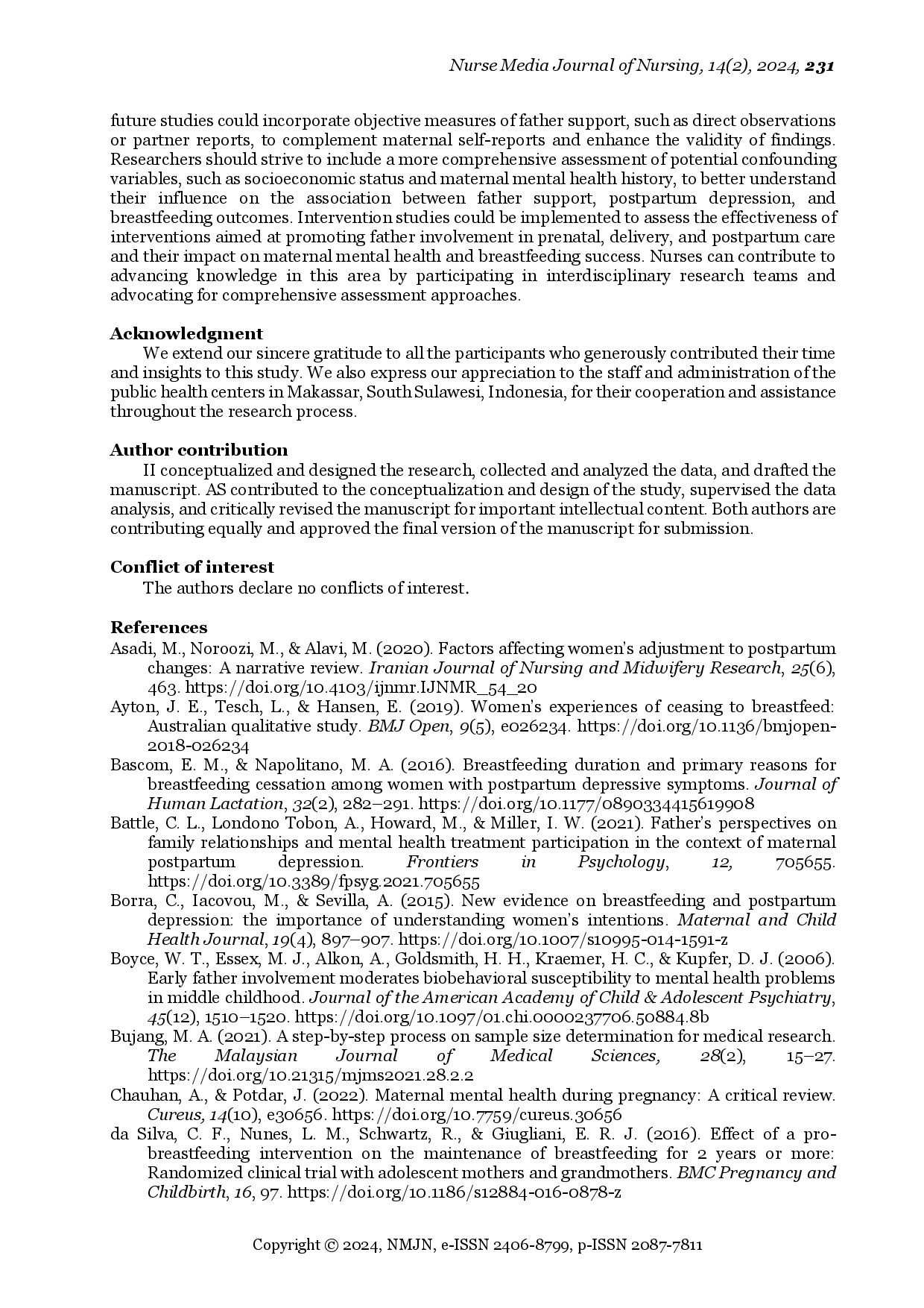 juris Father Support Postpartum Depression and Breastfeeding Weaning Time A Structural Equational Model