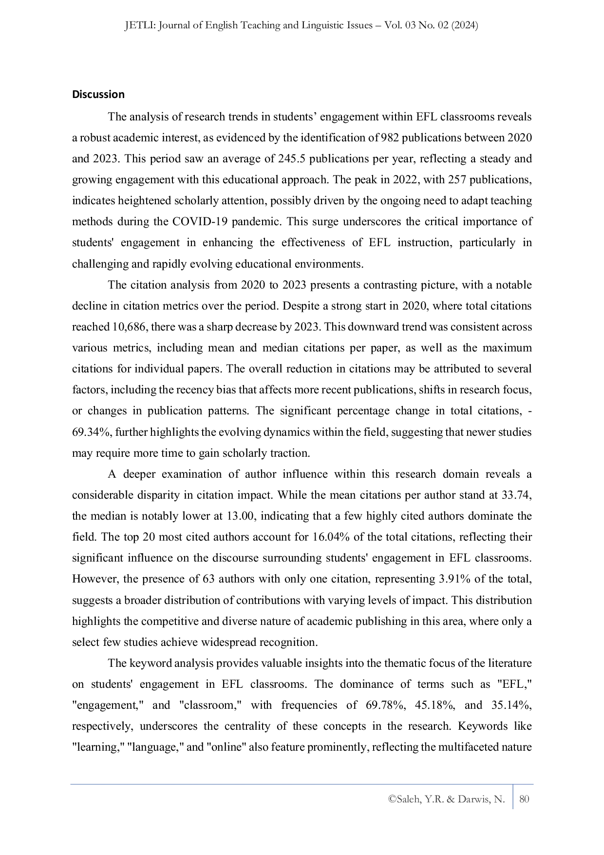 JURIS Research Trends on Students Engagement in EFL Classroom A Literature Analysis on Online Scientific Publication from 2020 2023