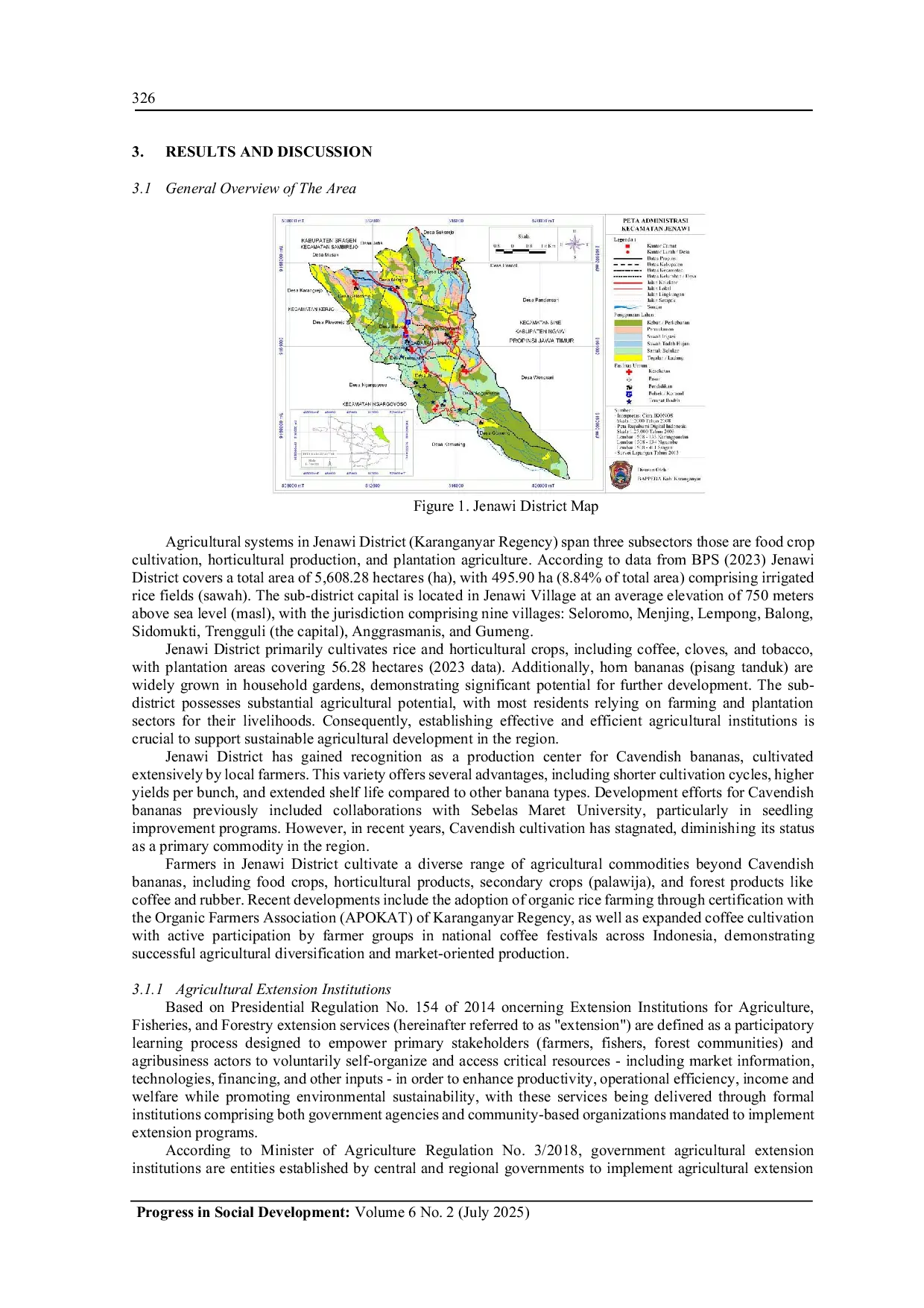 JURIS THE ROLE OF THE AGRICULTURAL EXTENSION CENTER IN SUPPORTING INSTITUTIONAL DEVELOPMENT IN JENAWI DISTRICT KARANGANYAR REGENCY