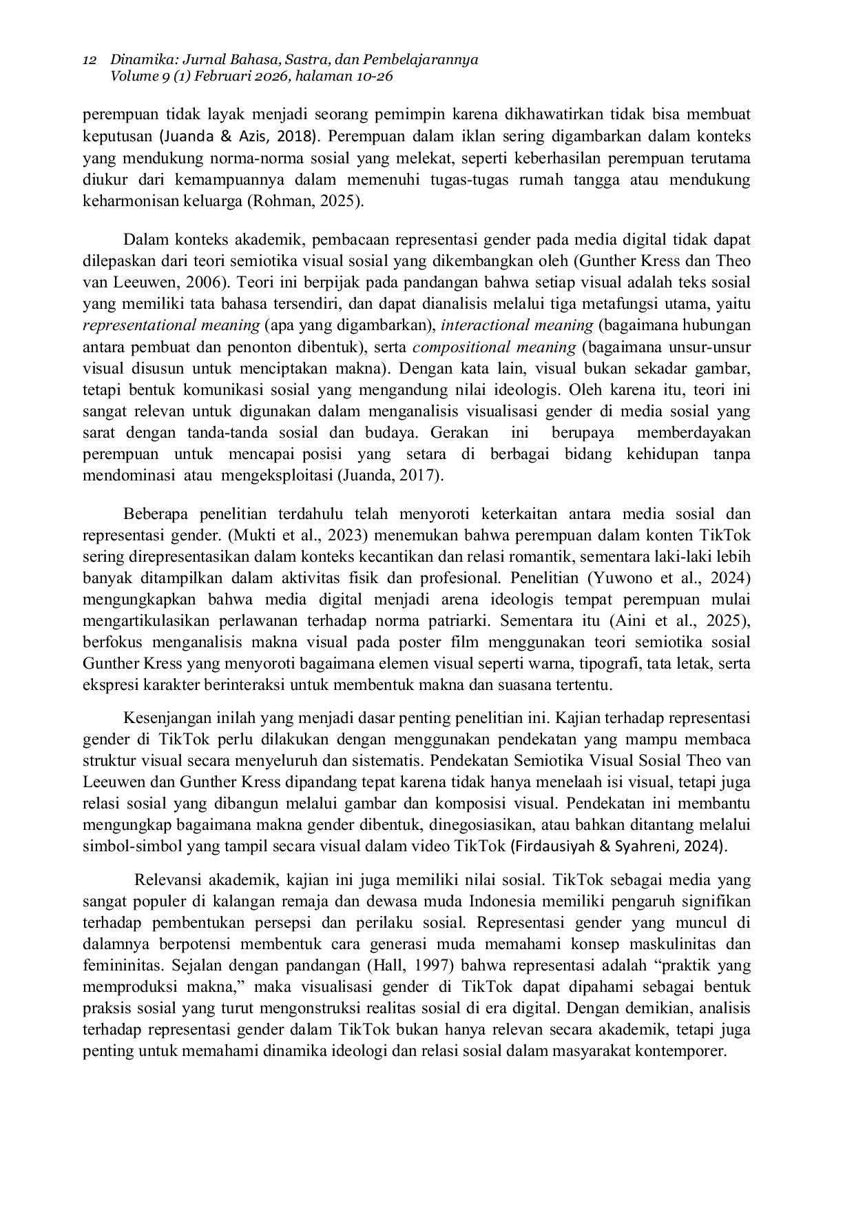 JURIS Representasi Gender dalam Media Sosial TikTok Kajian Semiotika Visual Sosial Theo van Leeuwen dan Gunther Kress