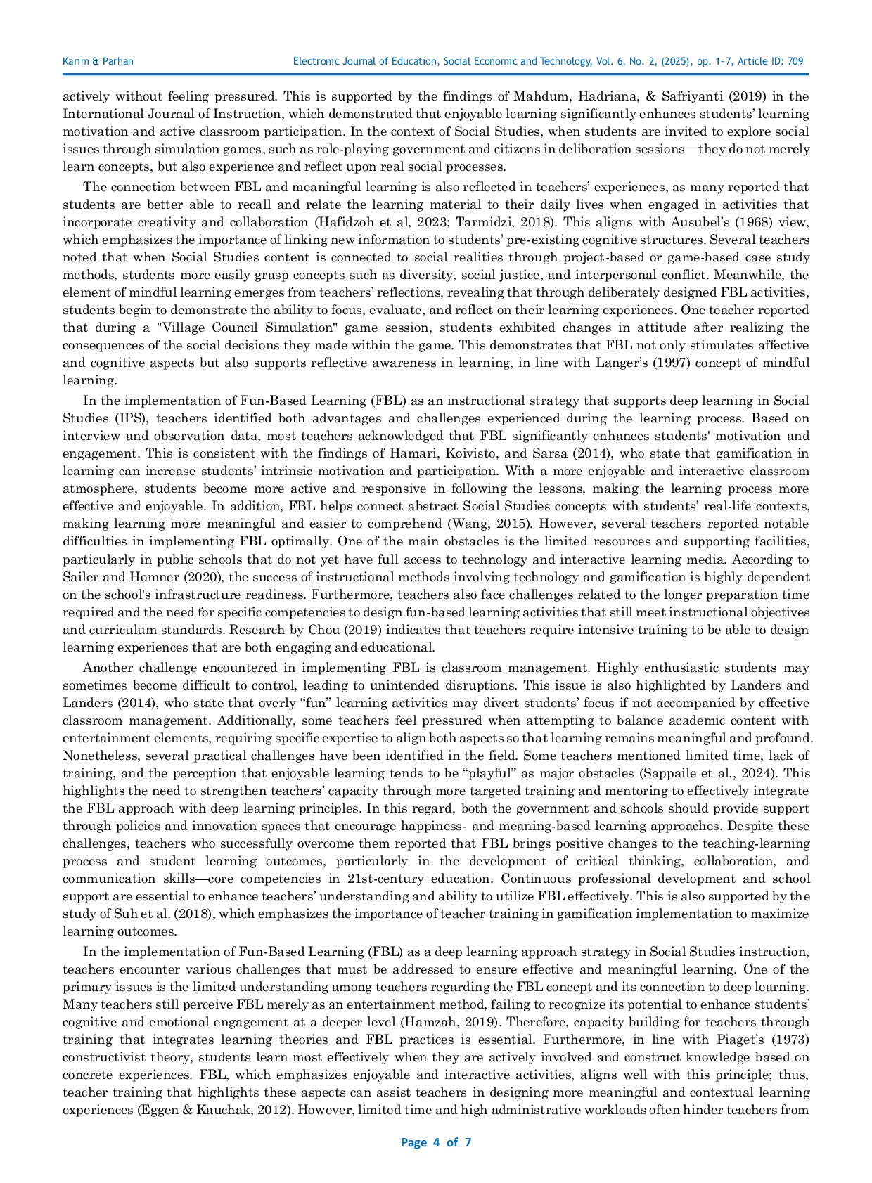 JURIS The Implementation of Fun Based Learning as a Deep Learning Approach Strategy in 21st Century Education A Perspective Study of Social Studies Teachers in Bandung City