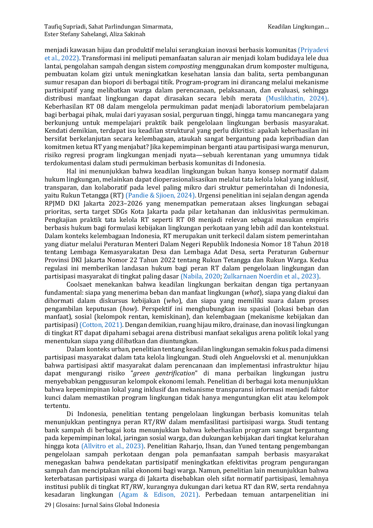 JURIS Keadilan Lingkungan pada Skala Mikro Tata Kelola Permukiman Berbasis Komunitas di RT 08 RW 04 Malaka Jaya Jakarta Timur dalam Perspektif Hukum Lingkungan Indonesia