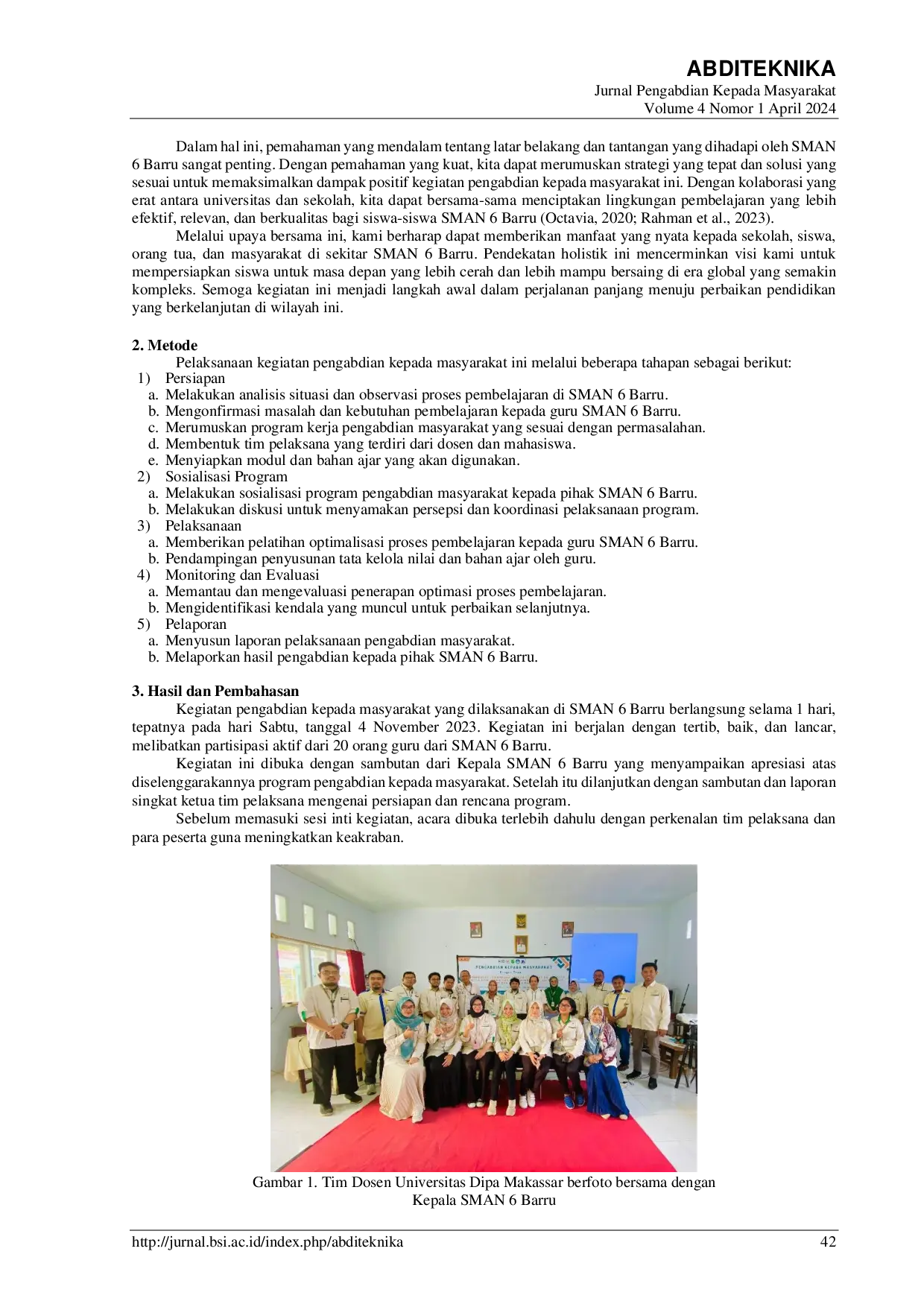 JURIS Optimisasi Proses Pembelajaran di SMAN 6 Barru Peningkatan Kualitas Pendidikan melalui Tata Kelola Nilai Siswa dan Bahan Ajar yang Efektif