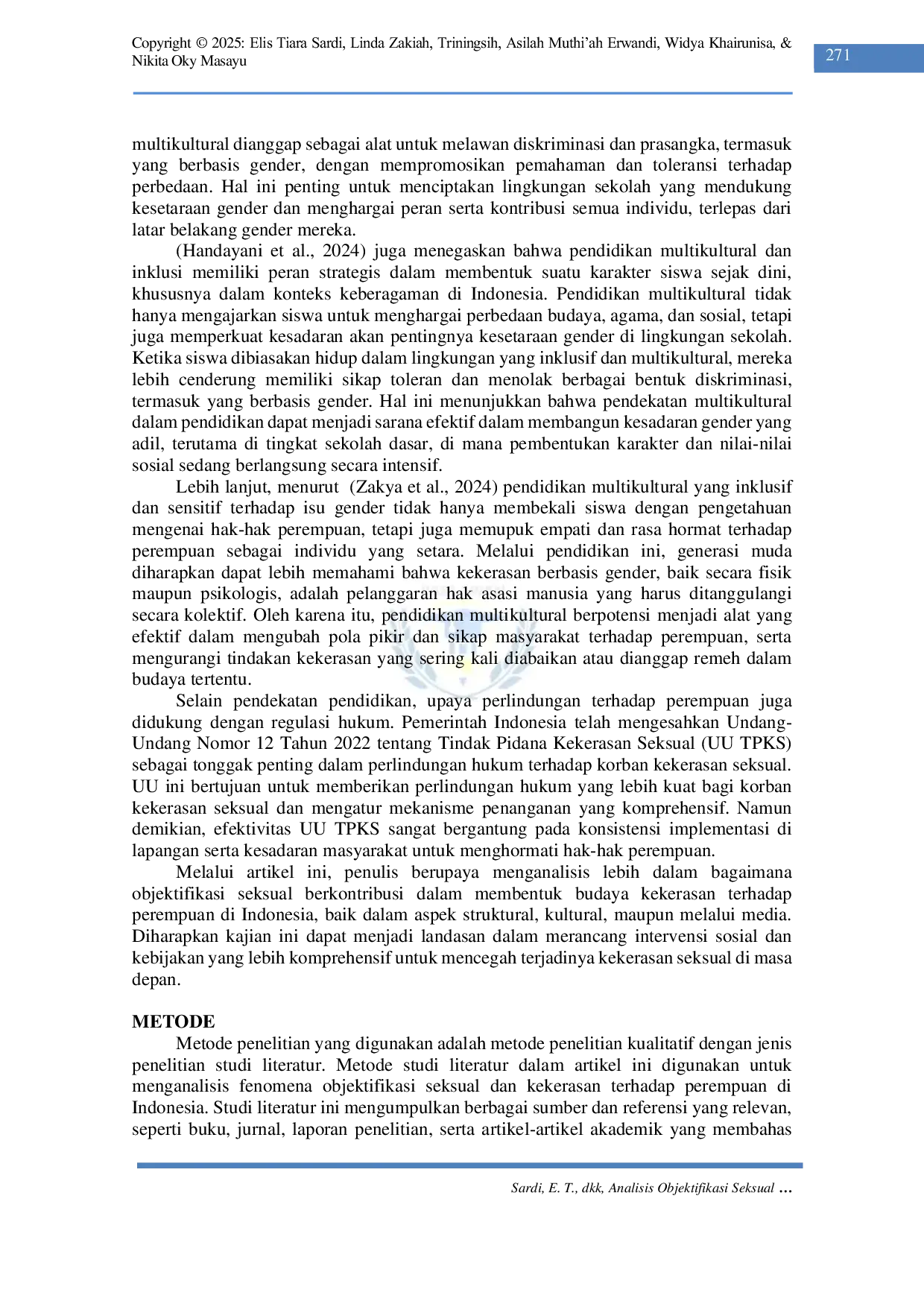 JURIS Analisis Objektifikasi Seksual dan Kekerasan terhadap Perempuan di Indonesia