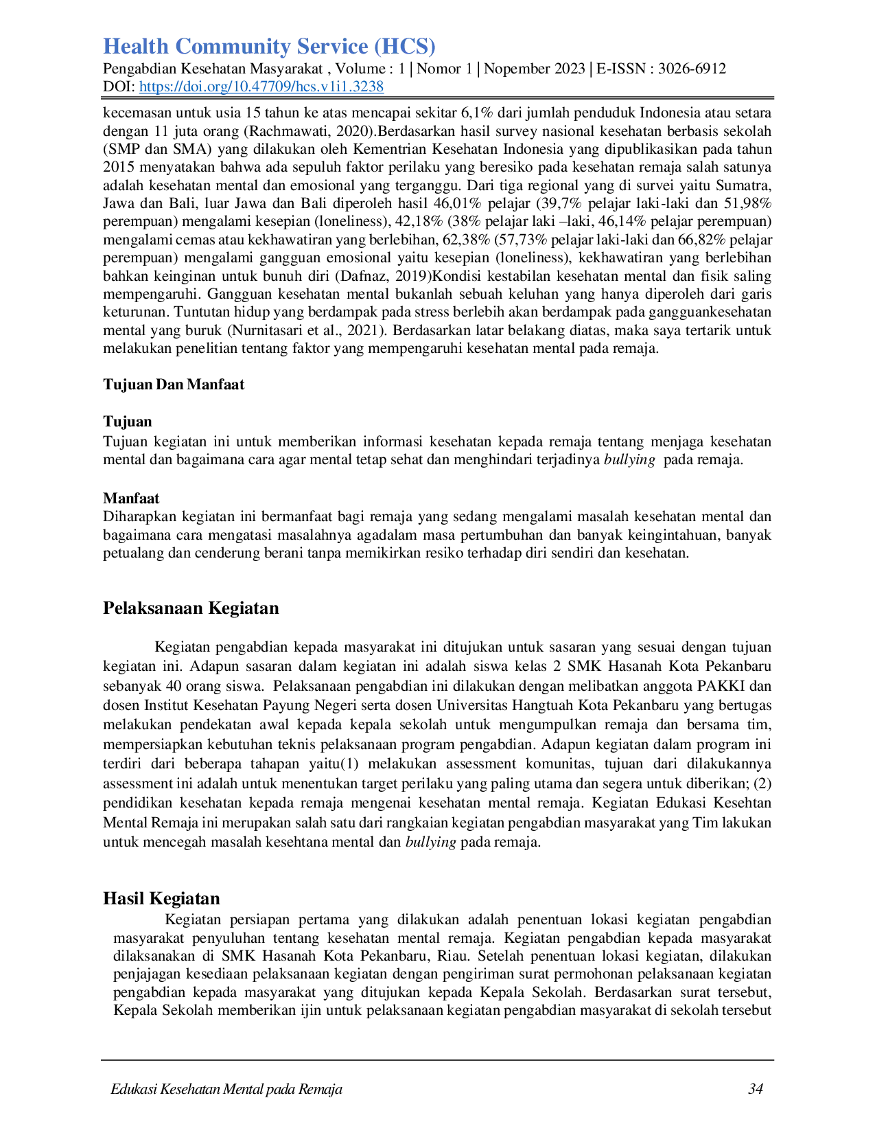juris Edukasi Kesehatan Mental pada Remaja