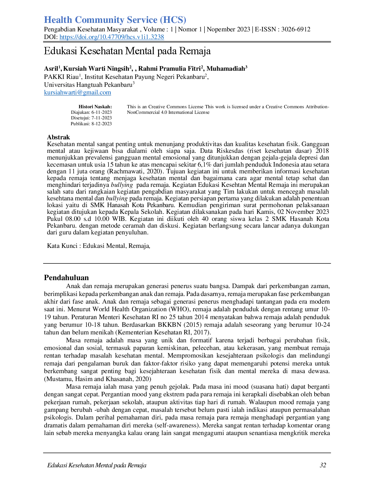 juris Edukasi Kesehatan Mental pada Remaja