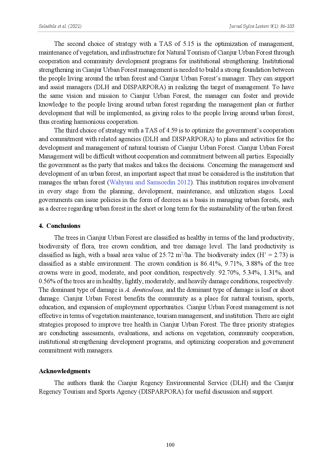 juris Tree Health Management Strategy in Cianjur Urban Forest