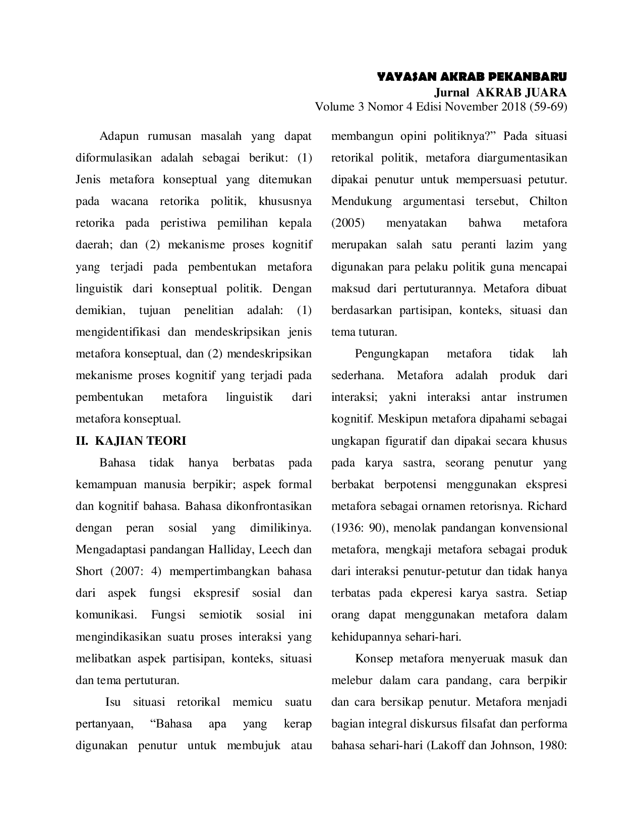JURIS Metafora Konseptual Pada Wacana Retorika Politik