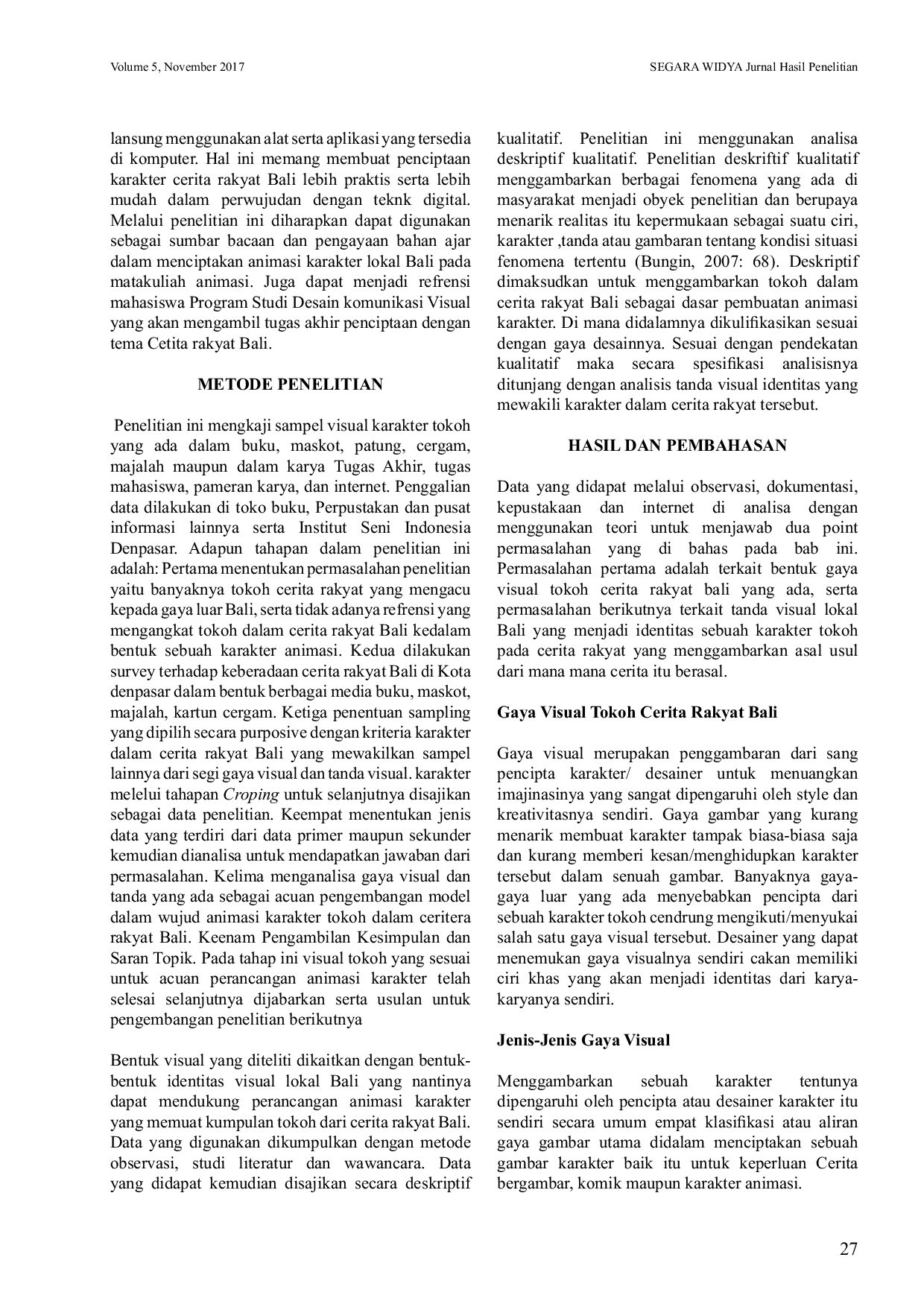 JURIS Gaya Dan Teknik Perancangan Ilustrasi Tokoh Pada Cerita Rakyat Bali