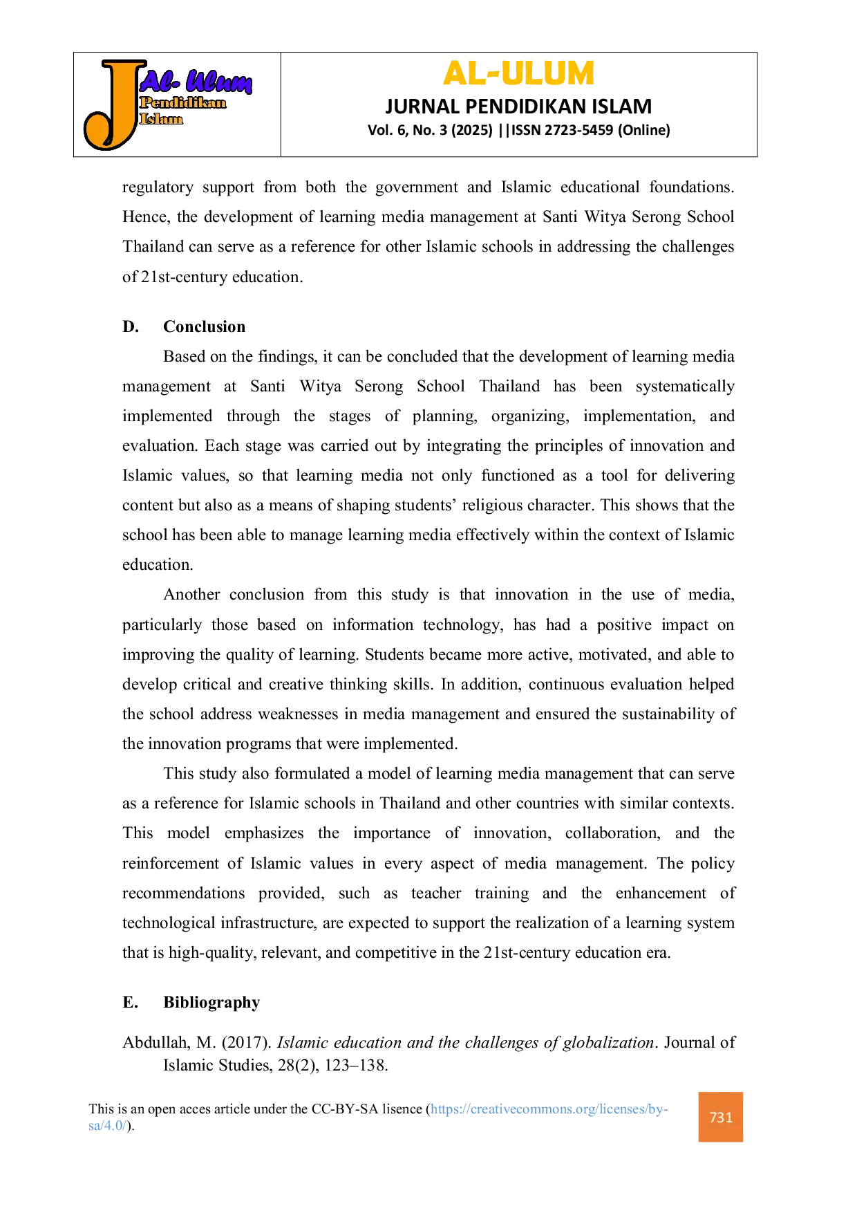 JURIS Innovation in the Development of Learning Media Management in the Context of Islamic Education at Santi Witya Serong School Thailand