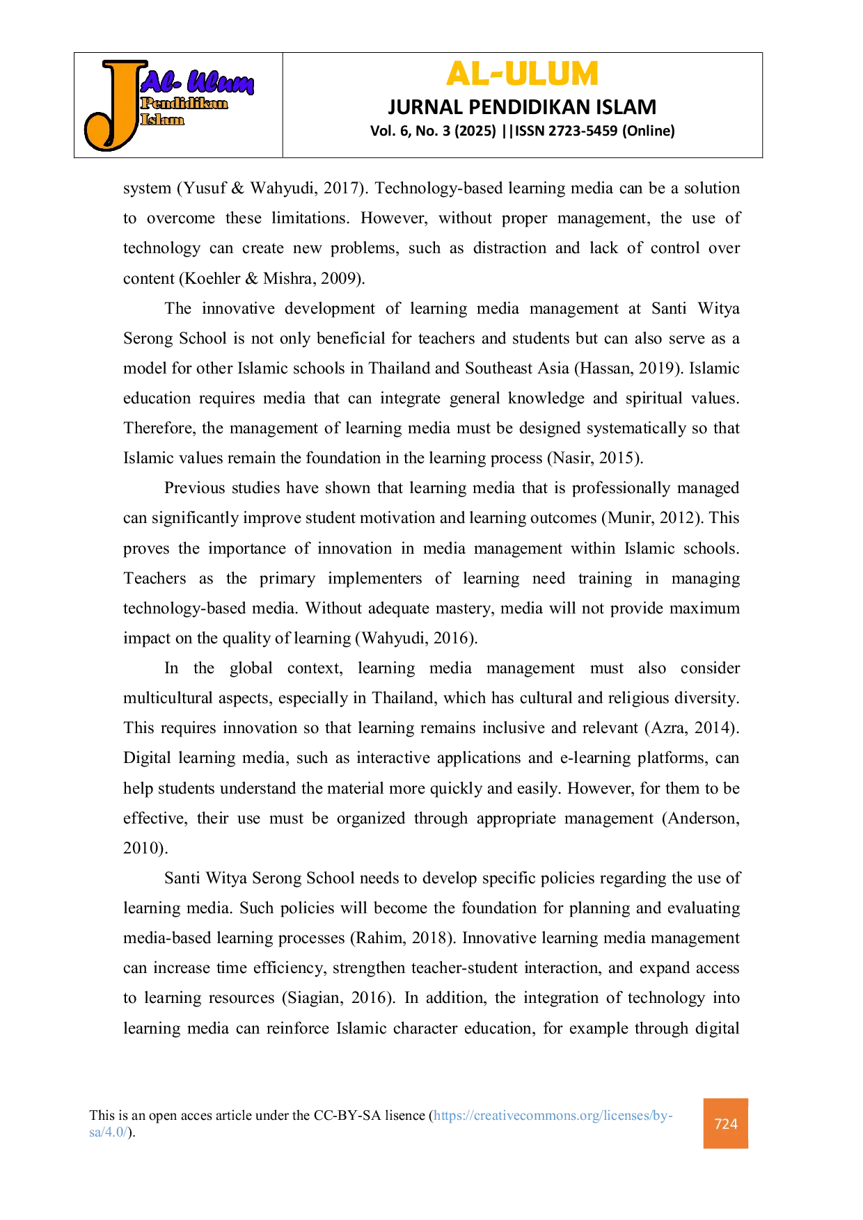JURIS Innovation in the Development of Learning Media Management in the Context of Islamic Education at Santi Witya Serong School Thailand