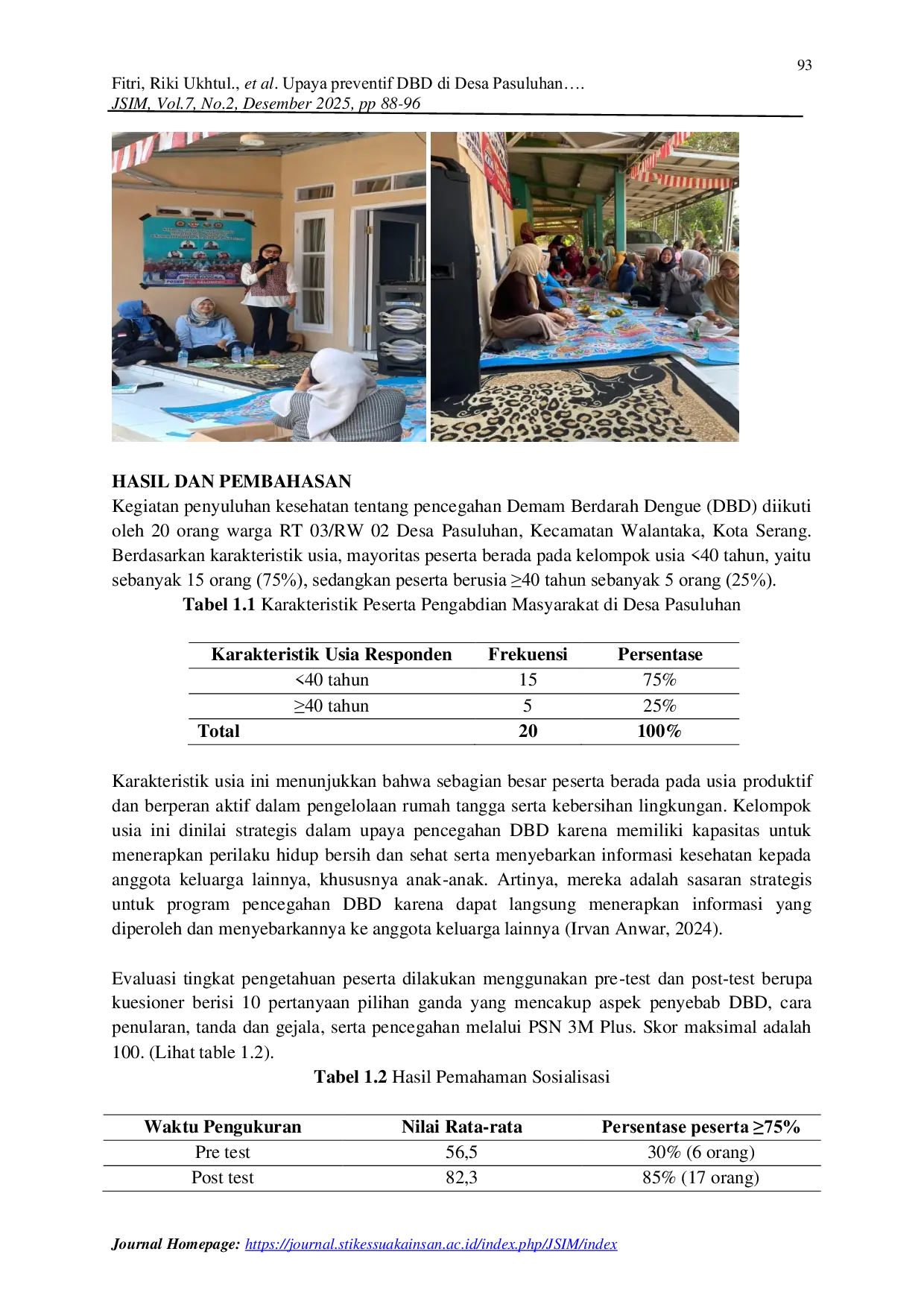 JURIS Upaya Preventif DBD di Desa Pasuluhan Evaluasi Pengetahuan Masyarakat Pasca Edukasi Kesehatan