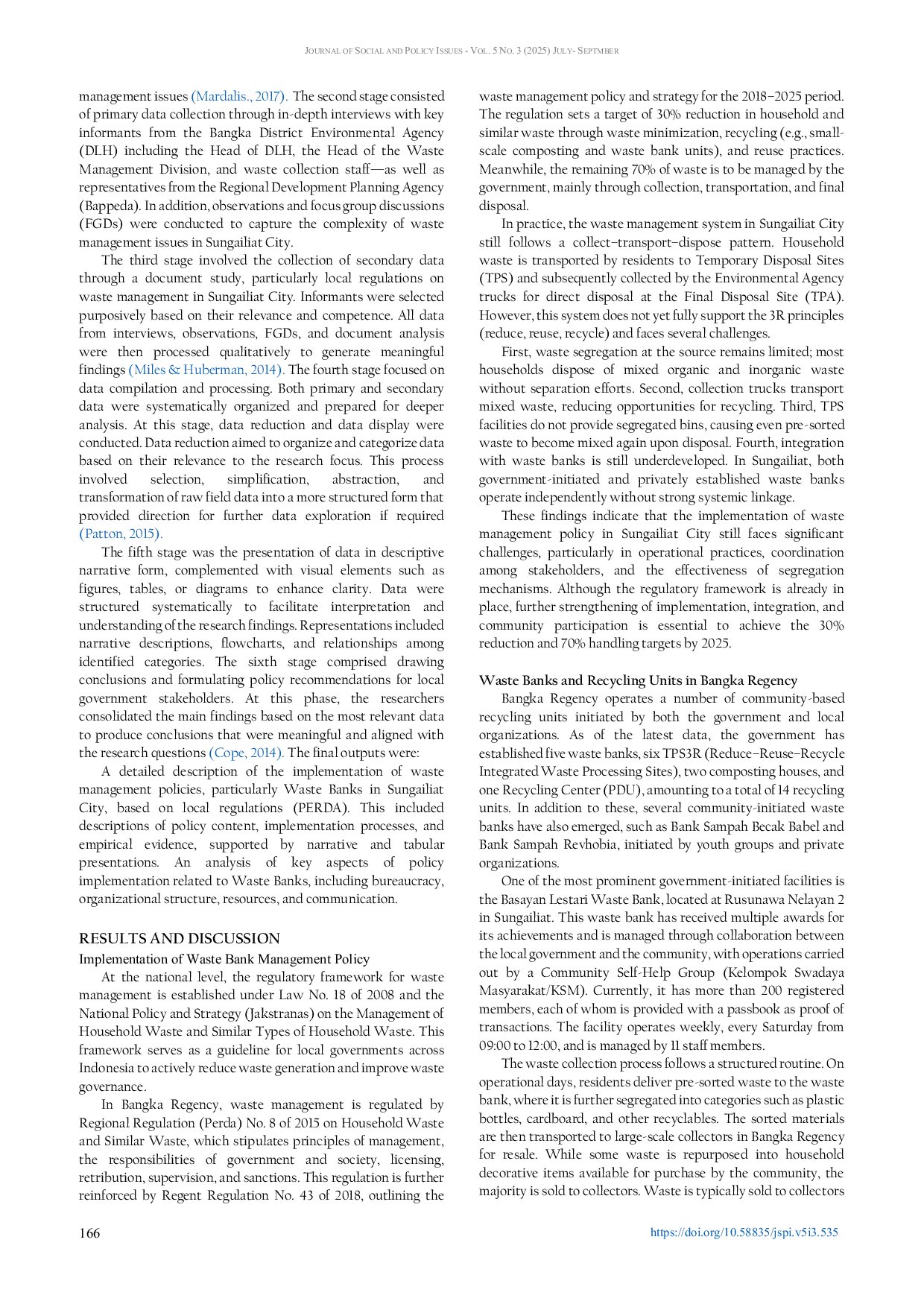 JURIS Optimizing Waste Banks for Effective Implementation of Waste Management Policy in Sungailiat City