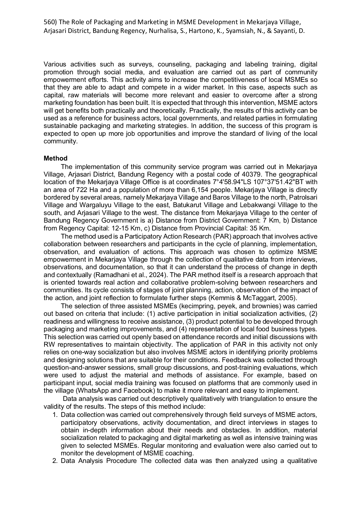 JURIS The Role of Packaging and Marketing in MSME Development in Mekarjaya Village Arjasari District Bandung Regency