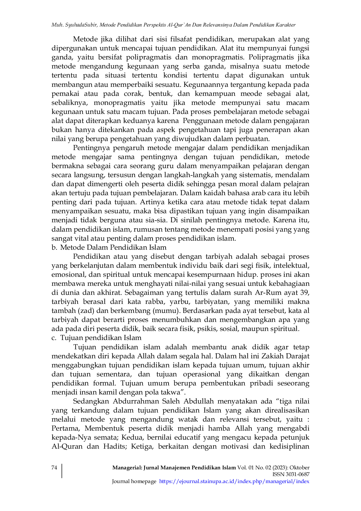 JURIS Metode Pendidikan Perspektis Al Qur an Dan Relevansinya Dalam Pendidikan Karakter