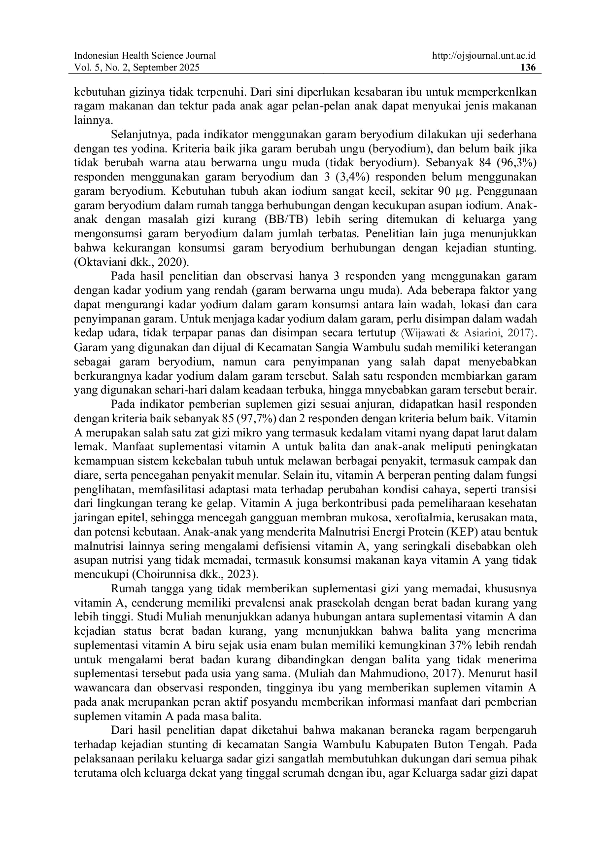 JURIS Pengaruh Perilaku Keluarga Sadar Gizi Terhadap Kejadian Stunting Pada Balita di Kecamatan Sangia Wambulu Kabupaten Buton Tengah