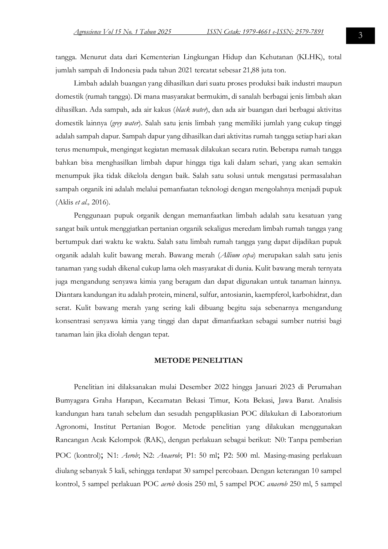 JURIS EFEKTIVITAS DOSIS PUPUK ORGANIK DAN EKSTRAKSI KULIT BAWANG MERAH TERHADAP PERTUMBUHAN TANAMAN PAKCOY Brassica rapa