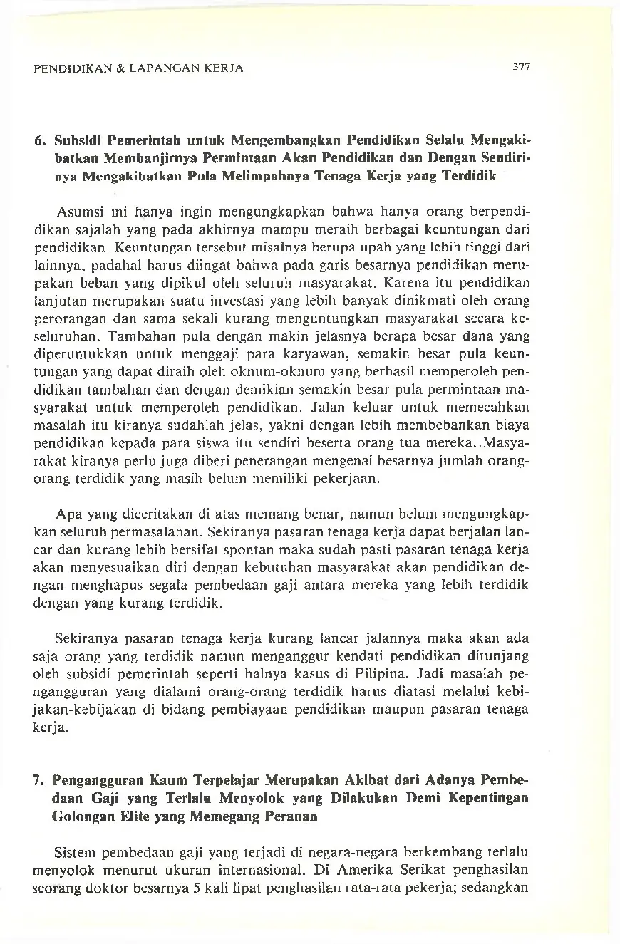 JURIS Pendidikan dan Lapangan Kerja Beberapa Asumsi Umum