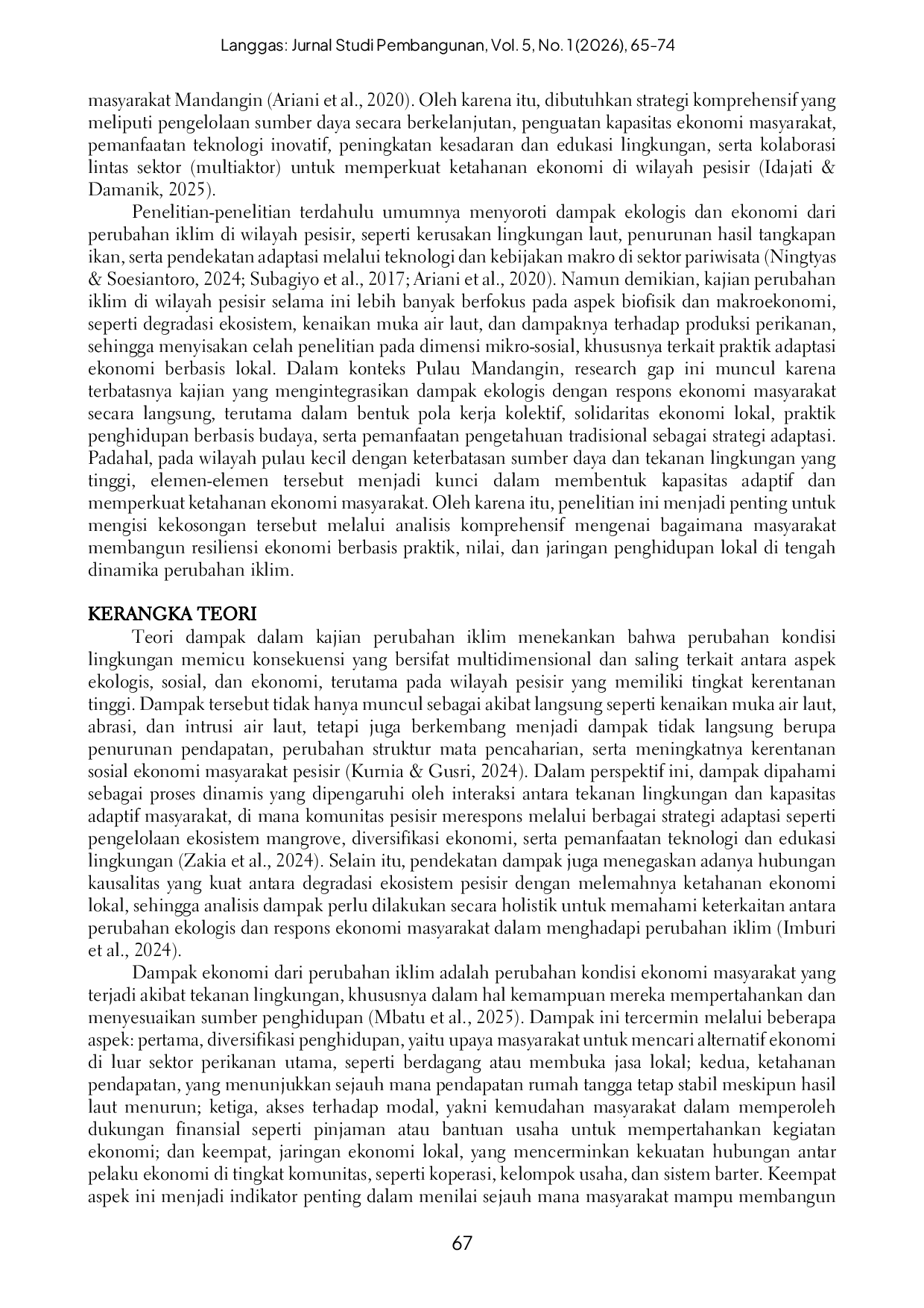 JURIS Analisis Dampak Perubahan Iklim terhadap Aspek Ekonomi pada Masyarakat Kawasan Pulau Mandangin Kabupaten Sampang