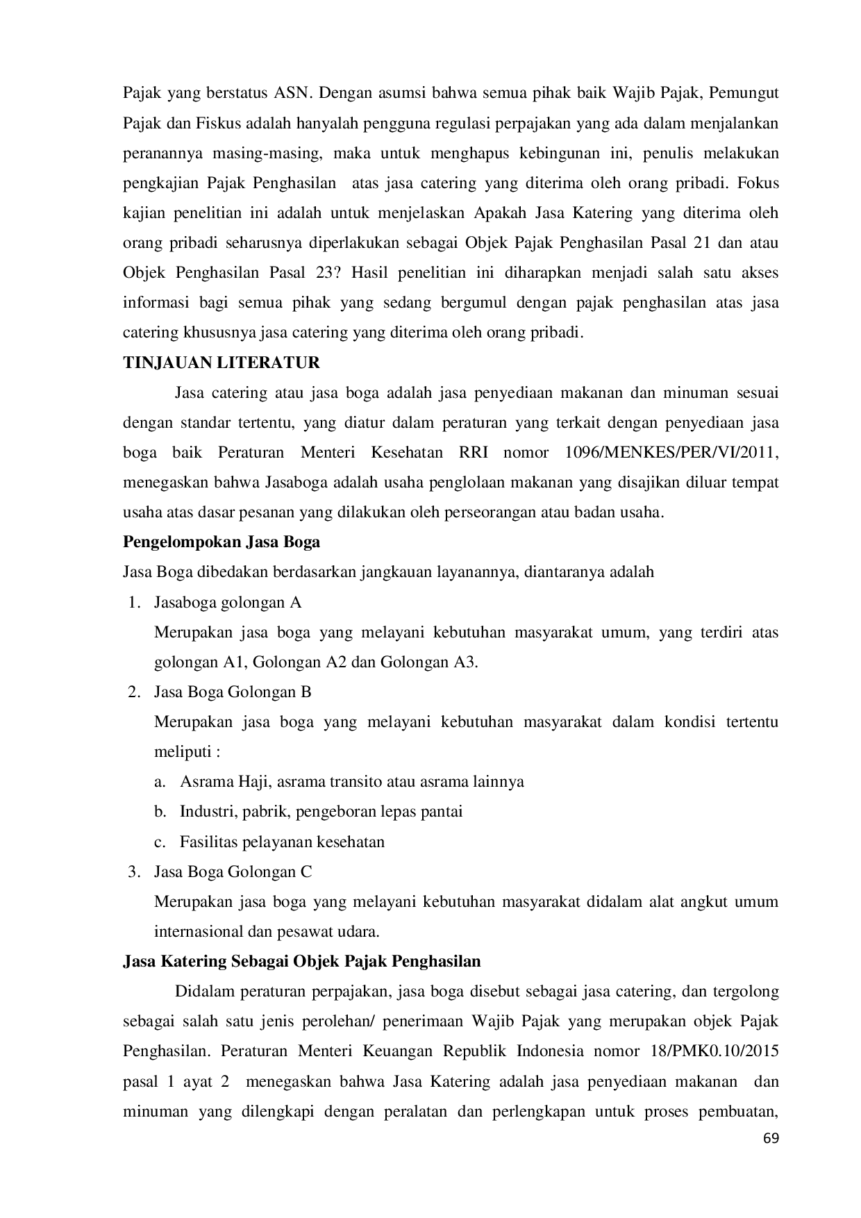 JURIS Reaksi Zagoto TELAAH PERLAKUAN PAJAK PENGHASILAN ATAS JASA KATERING DI INDONESIA