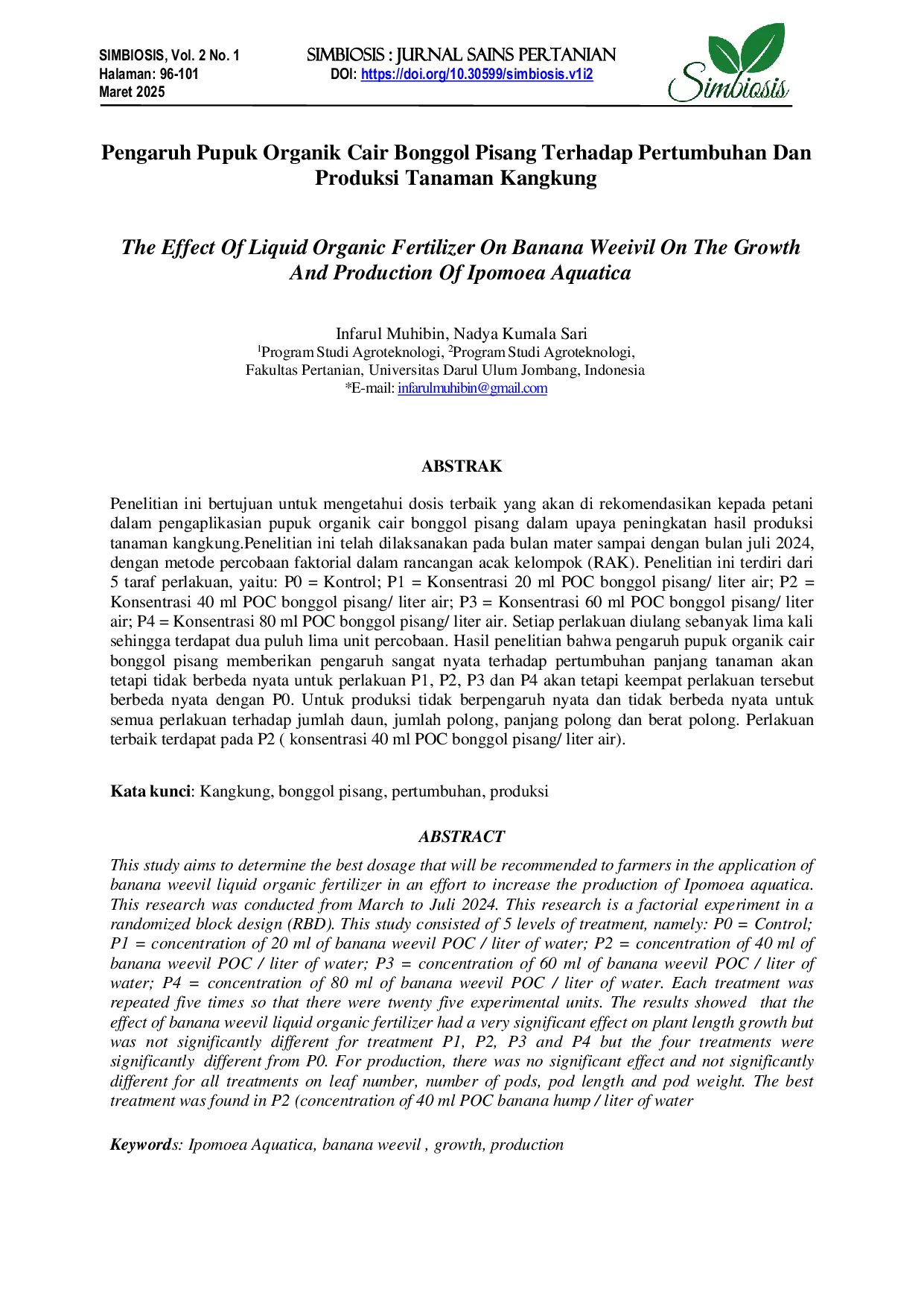 JURIS Pengaruh Pupuk Organik Cair Bonggol Pisang Terhadap Pertumbuhan Dan Produksi Tanaman Kangkung