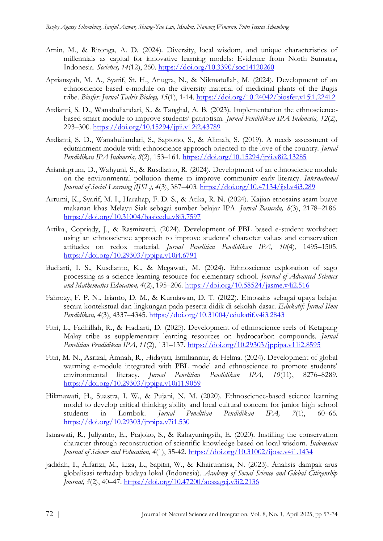 JURIS Integrating Local Wisdom into Environmental Education A Systematic Review of Ethnoscience Research in Indonesia