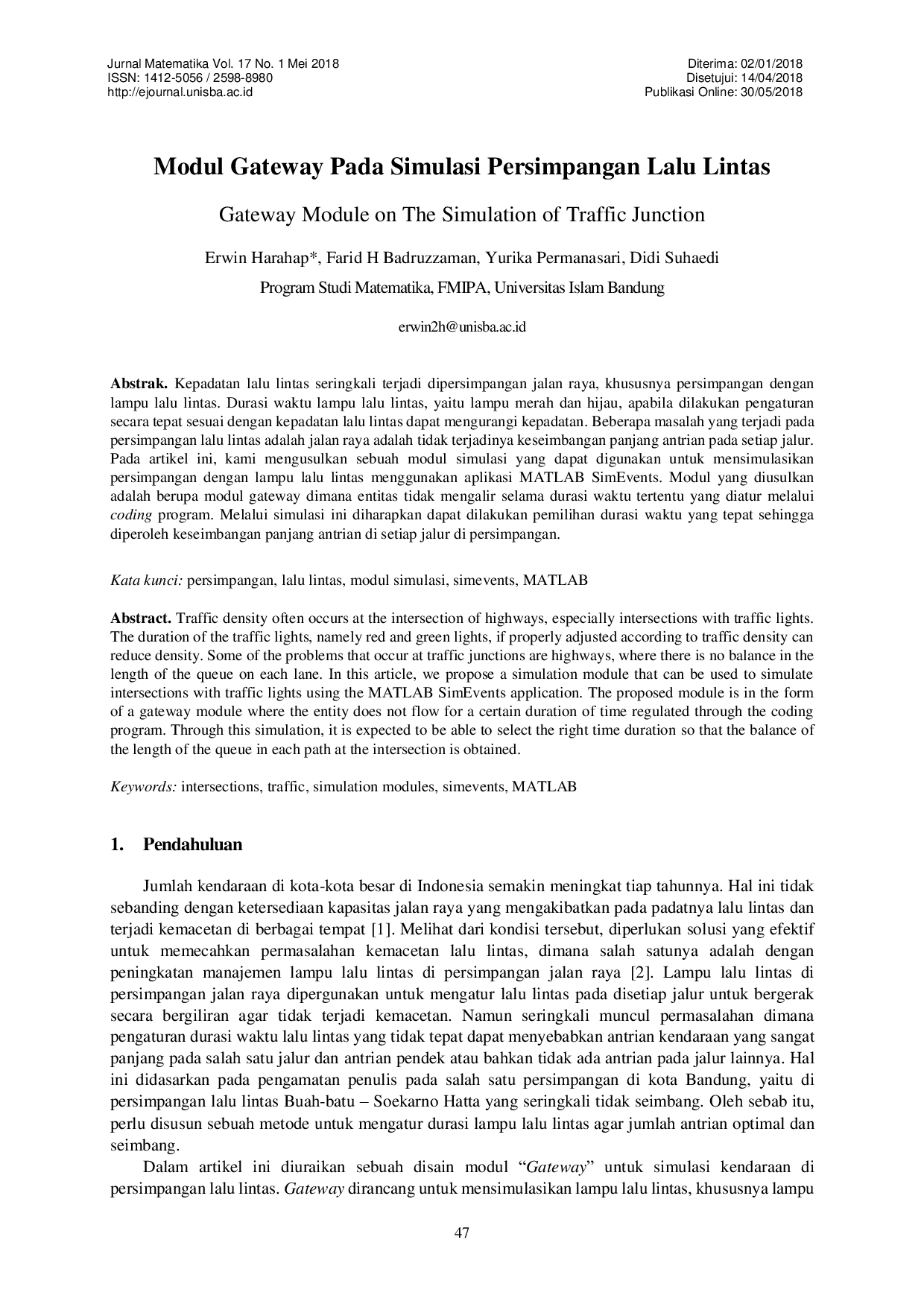 JURIS Modul Gateway Pada Simulasi Persimpangan Lalu Lintas