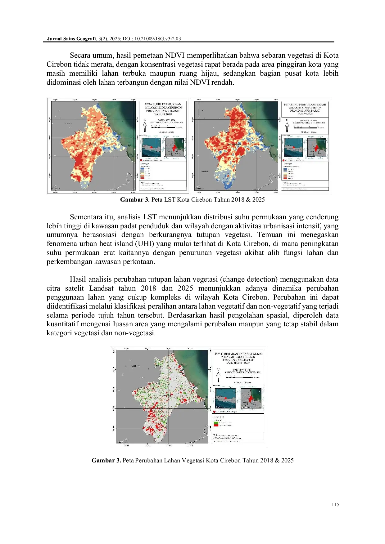 JURIS DOI Analisis Spasial Perubahan Tutupan Vegetasi dan Suhu Permukaan di Kota Cirebon Menggunakan Data Penginderaan Jauh