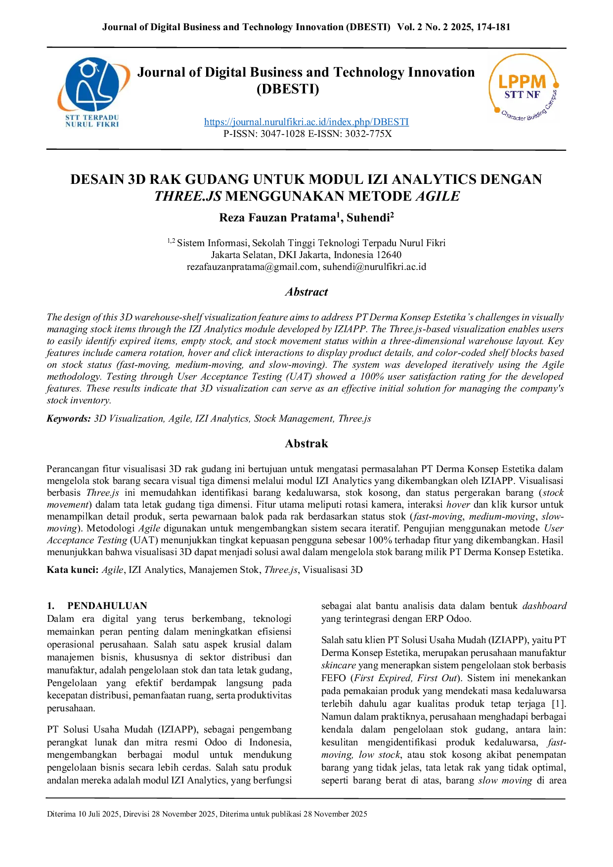 JURIS 3D Warehouse Rack Design for IZI Analytics Module with Three Js Using Agile Method