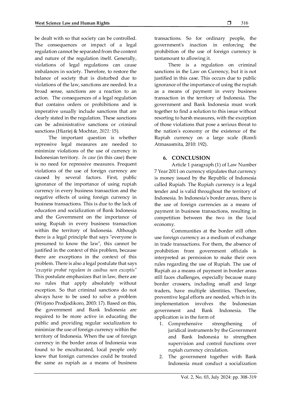 JURIS Obligation to Use Rupiah in Business Transactions in Indonesia