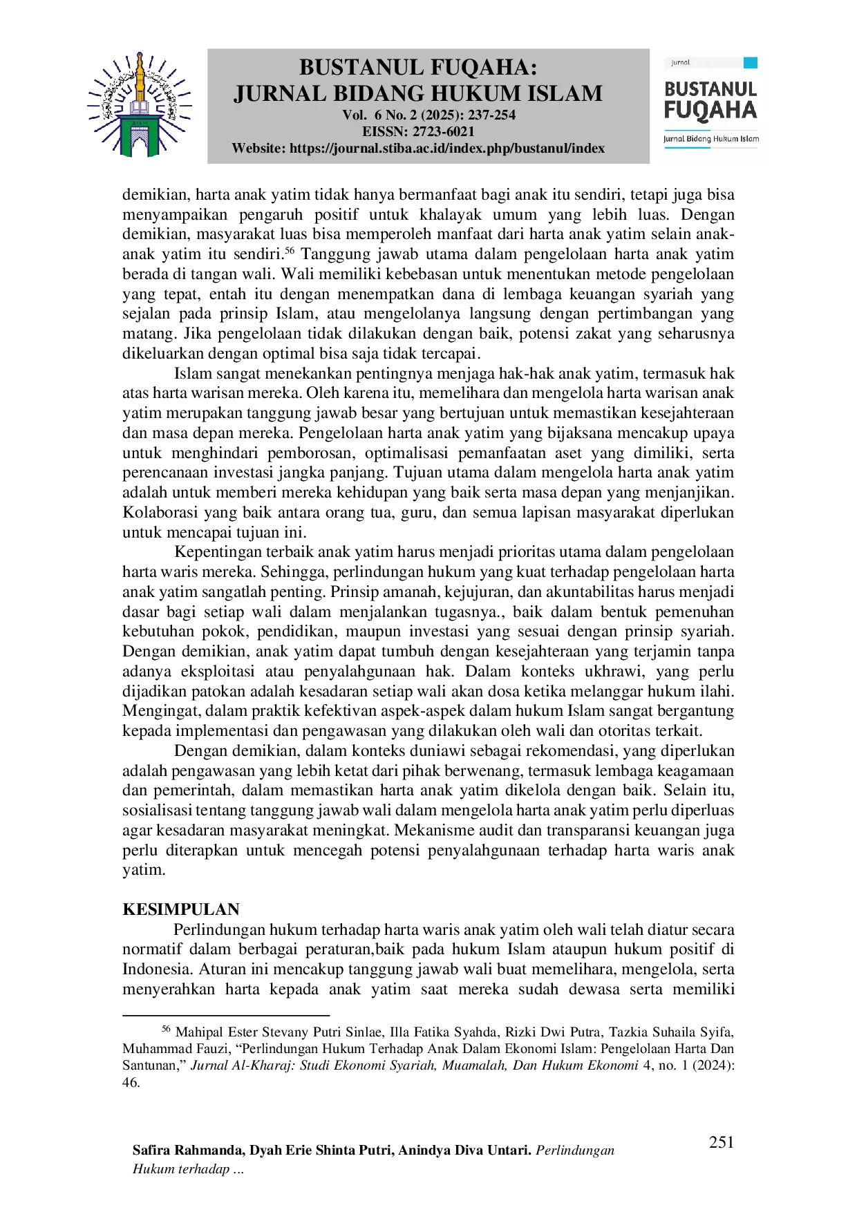 JURIS Perlindungan Hukum terhadap Penguasaan Harta Waris Anak Yatim oleh Wali Legal Protection Against the Control of the Inherited Property of an Orphan Child by the Guardian