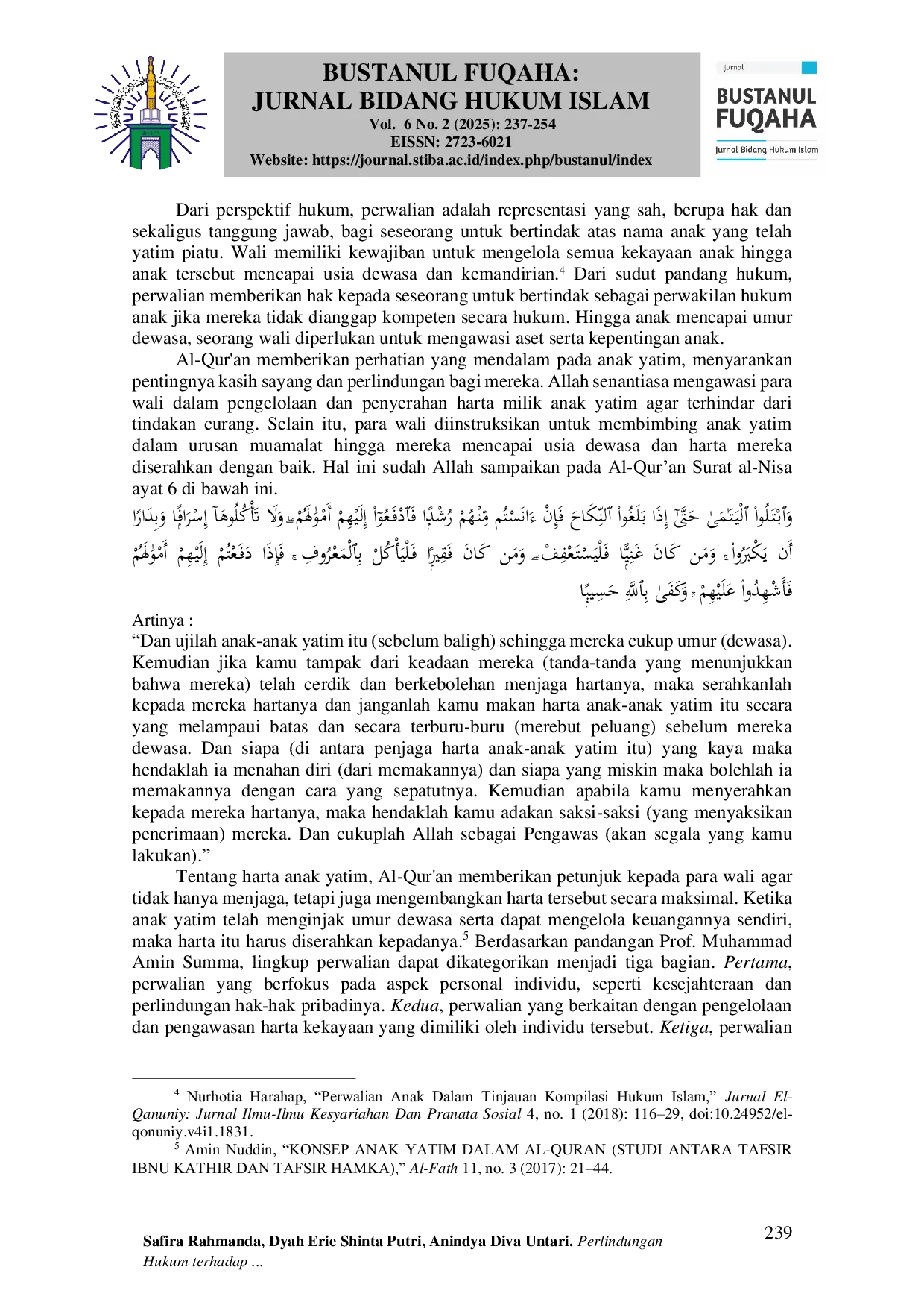 JURIS Perlindungan Hukum terhadap Penguasaan Harta Waris Anak Yatim oleh Wali Legal Protection Against the Control of the Inherited Property of an Orphan Child by the Guardian