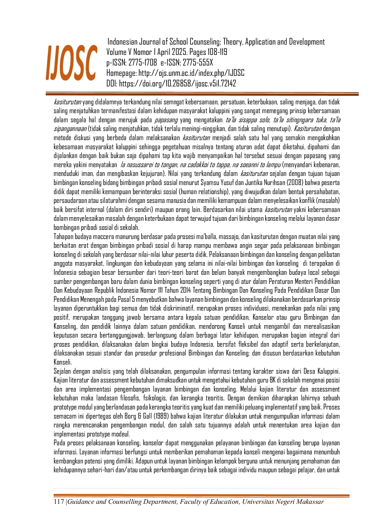 JURIS Analysis of Maccera Manurung Values and Their Implications in Counseling Guidance