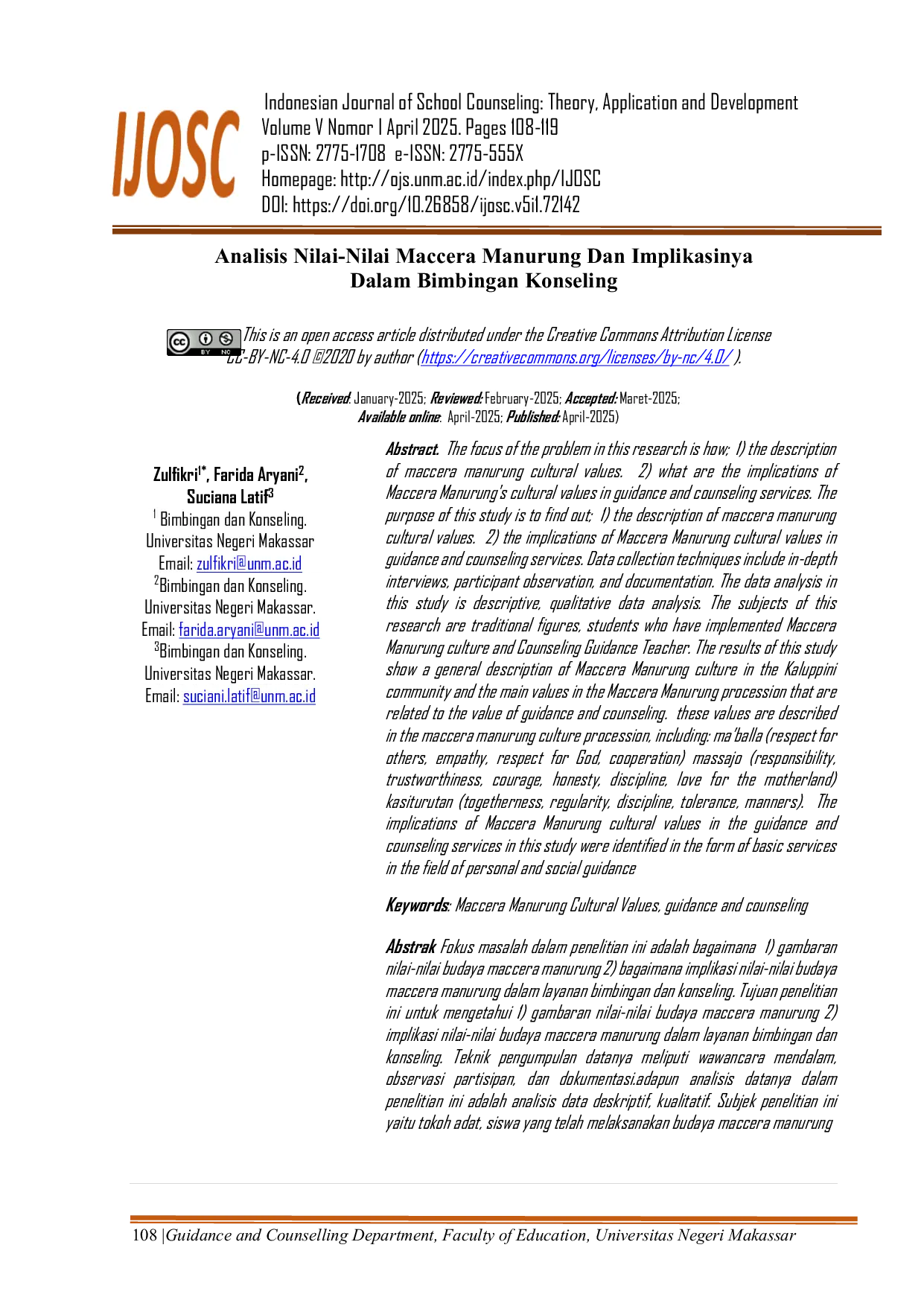 JURIS Analysis of Maccera Manurung Values and Their Implications in Counseling Guidance