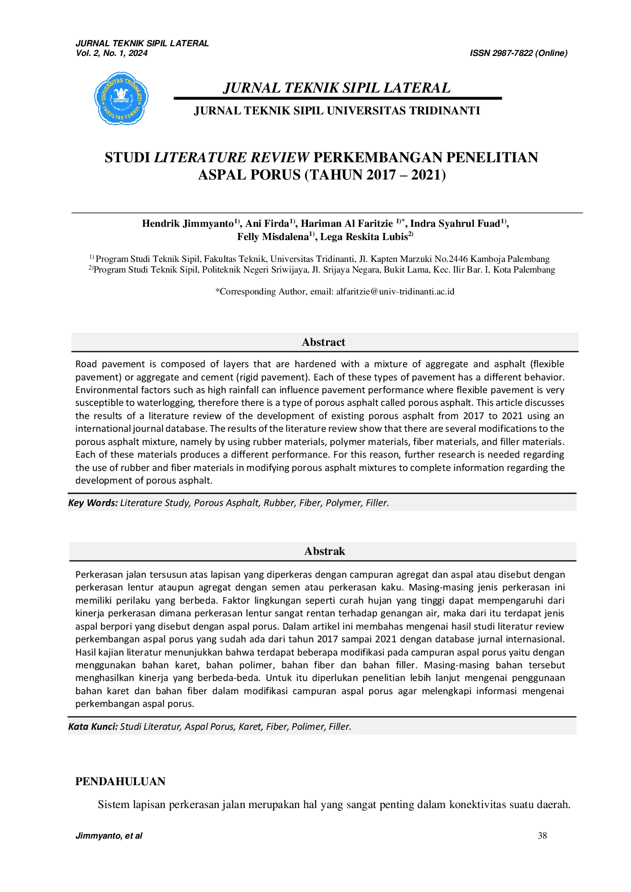 JURIS Study of Literature Review on the Development of Porous Asphalt Research 2017 2021