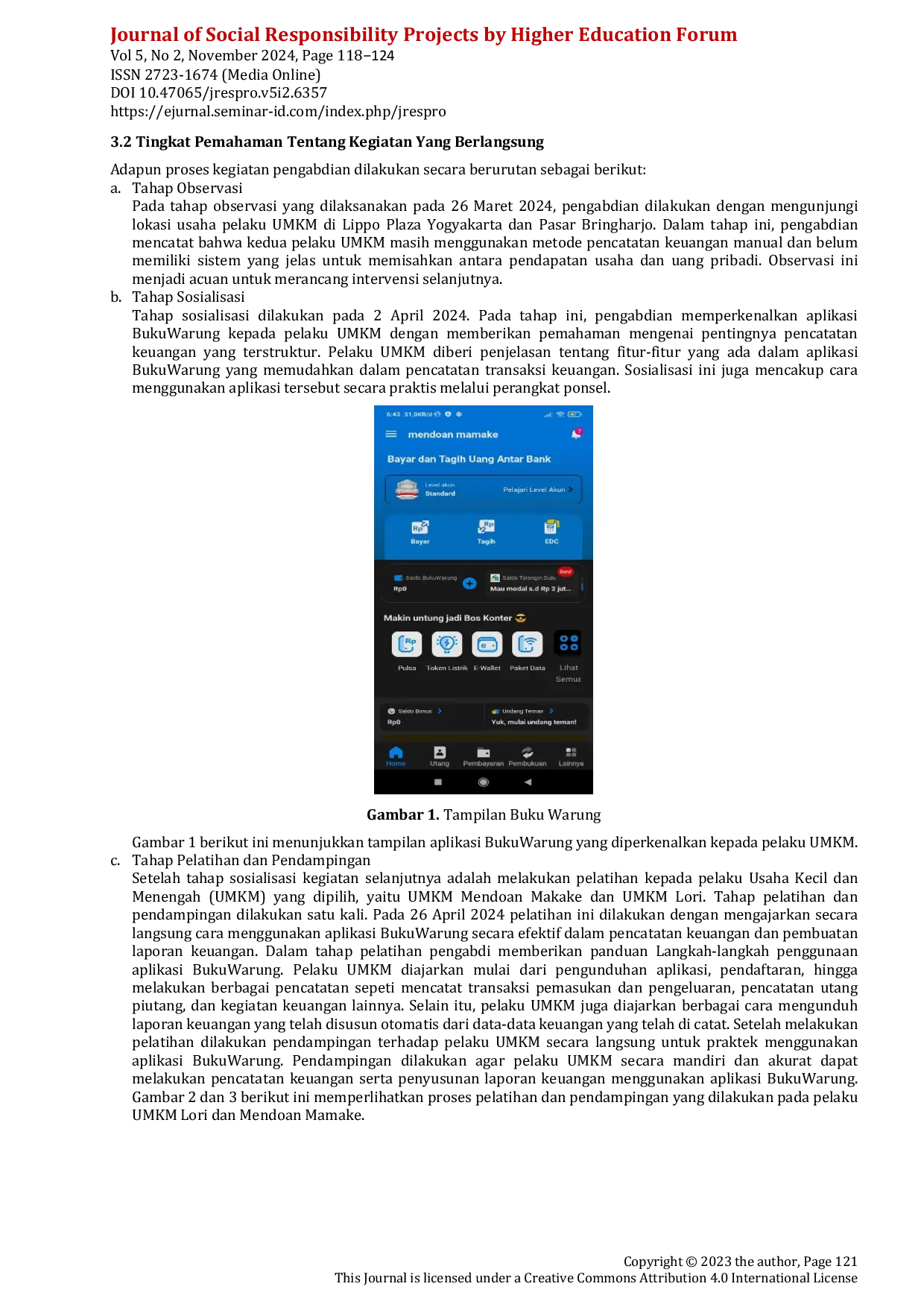 JURIS Sosialisasi dan Pelatihan Penyusunan Pembukuan Sederhana Menggunakan Aplikasi Buku Warung Pada UMKM Mendoan