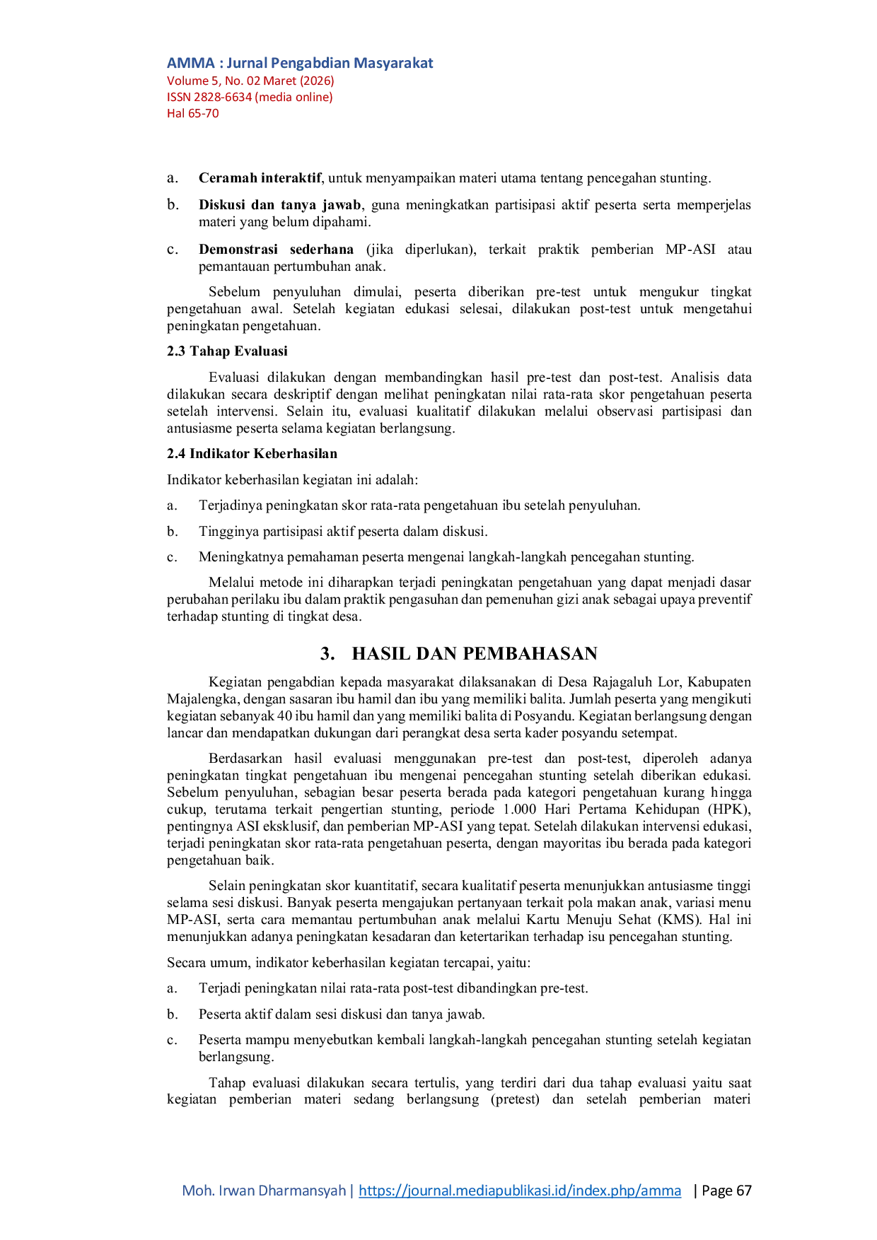 JURIS Peningkatan Pengetahuan Ibu Dalam Mencegah Stunting Di Desa Rajagaluh Lor Kabupaten Majalengka