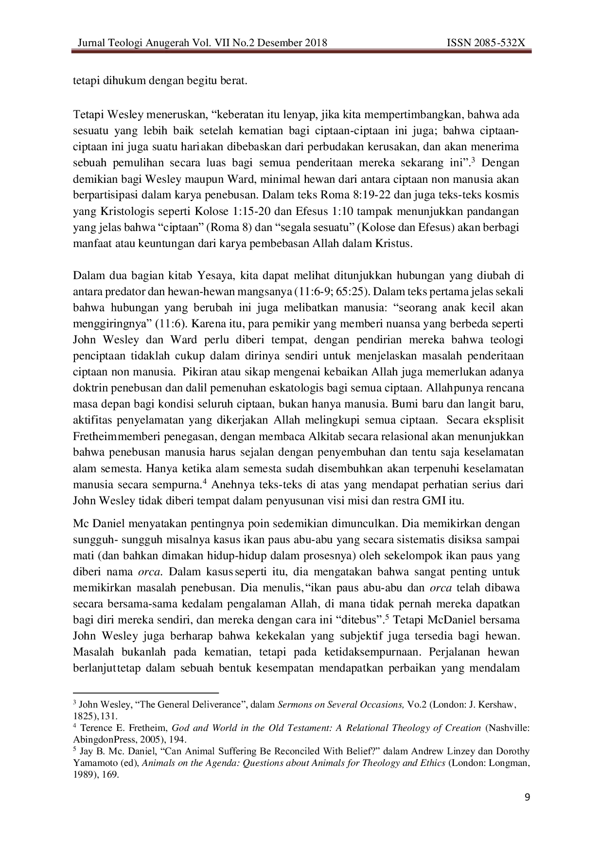 JURIS Penatalayanan Kristen Menata Ulang Prinsip Penatalayanan Kristen Methodist Indonesia dengan Kaca Mata Hubungan di Antara Manusia dan Ciptaan Bukan Manusia