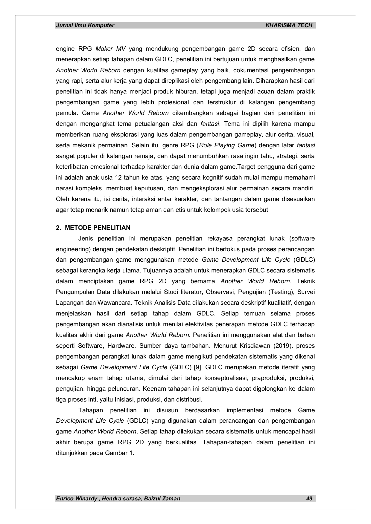 JURIS Pengembangan Another World Reborn dengan Menggunakan Metode Game Development Life Cycle