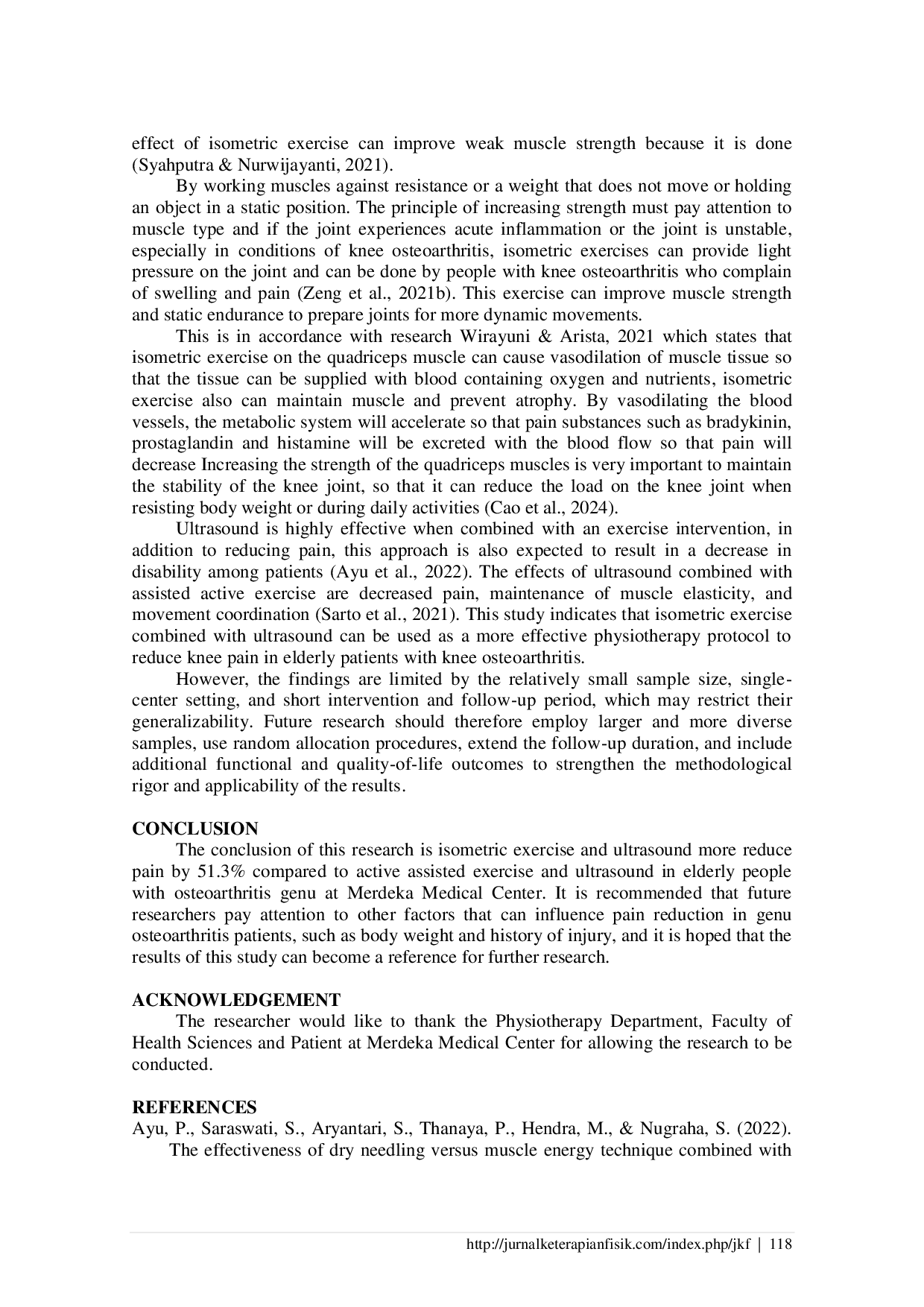 JURIS Effects of Active Assisted and Isometric Exercises Combined with Ultrasound in Knee Osteoarthritis