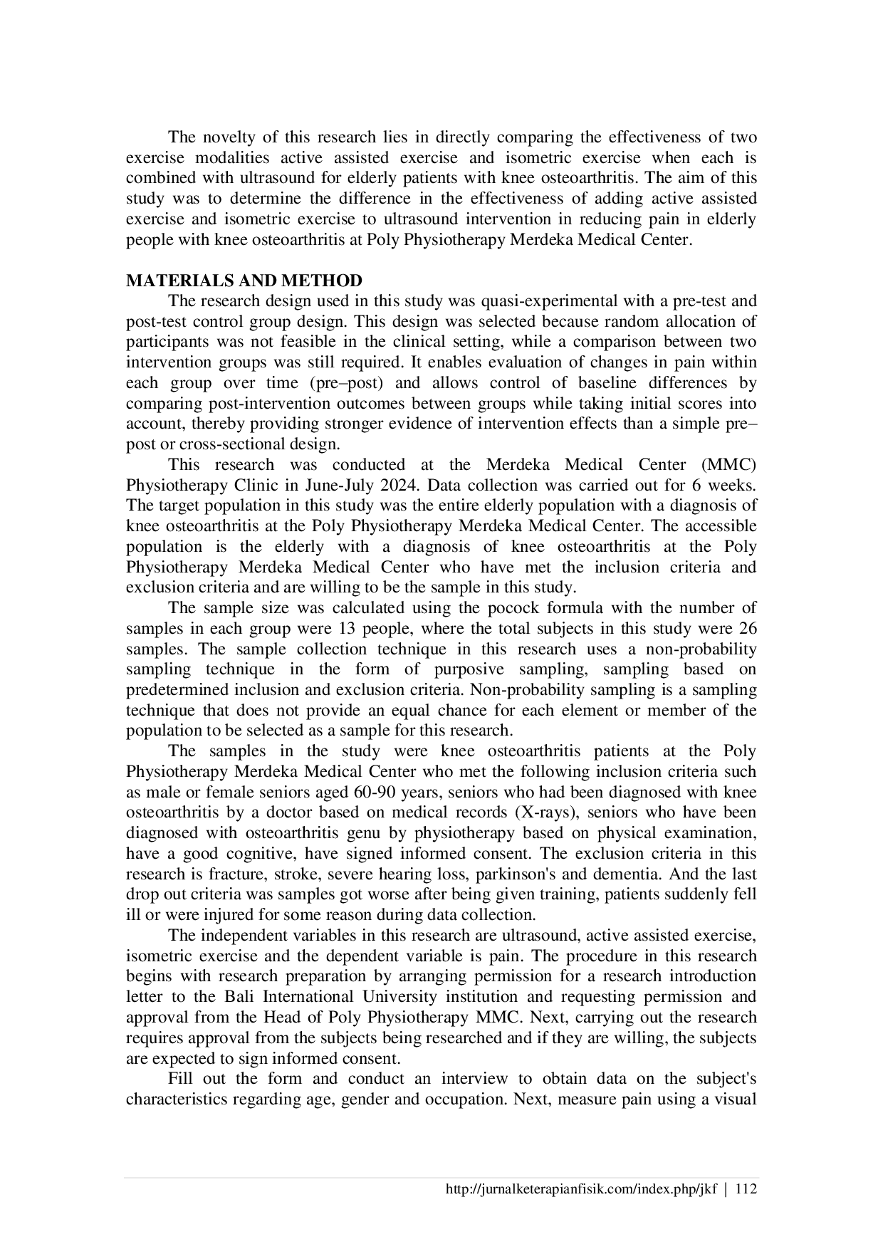 JURIS Effects of Active Assisted and Isometric Exercises Combined with Ultrasound in Knee Osteoarthritis