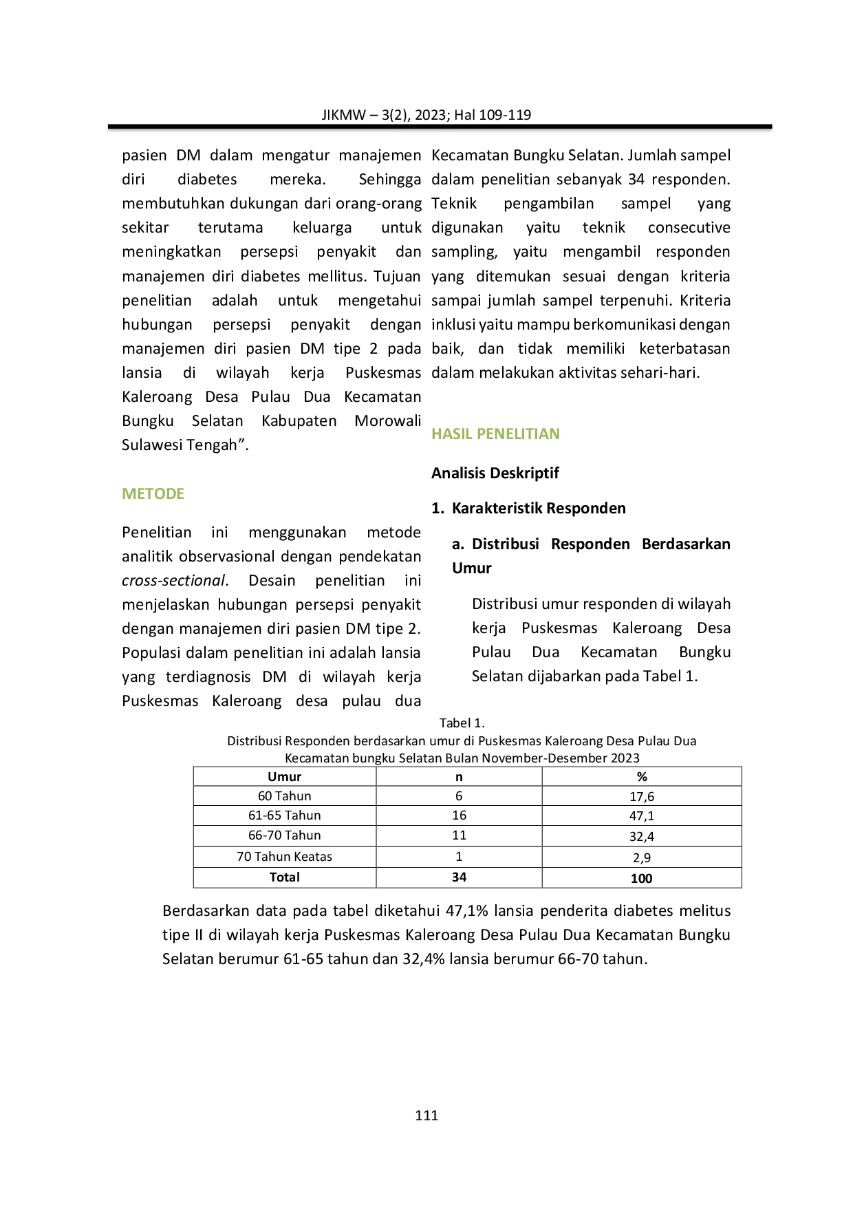 JURIS Persepsi Penyakit Dan Manajemen Diri Pasien Diabetes Melitus Tipe 2 Pada Lanjut Usia