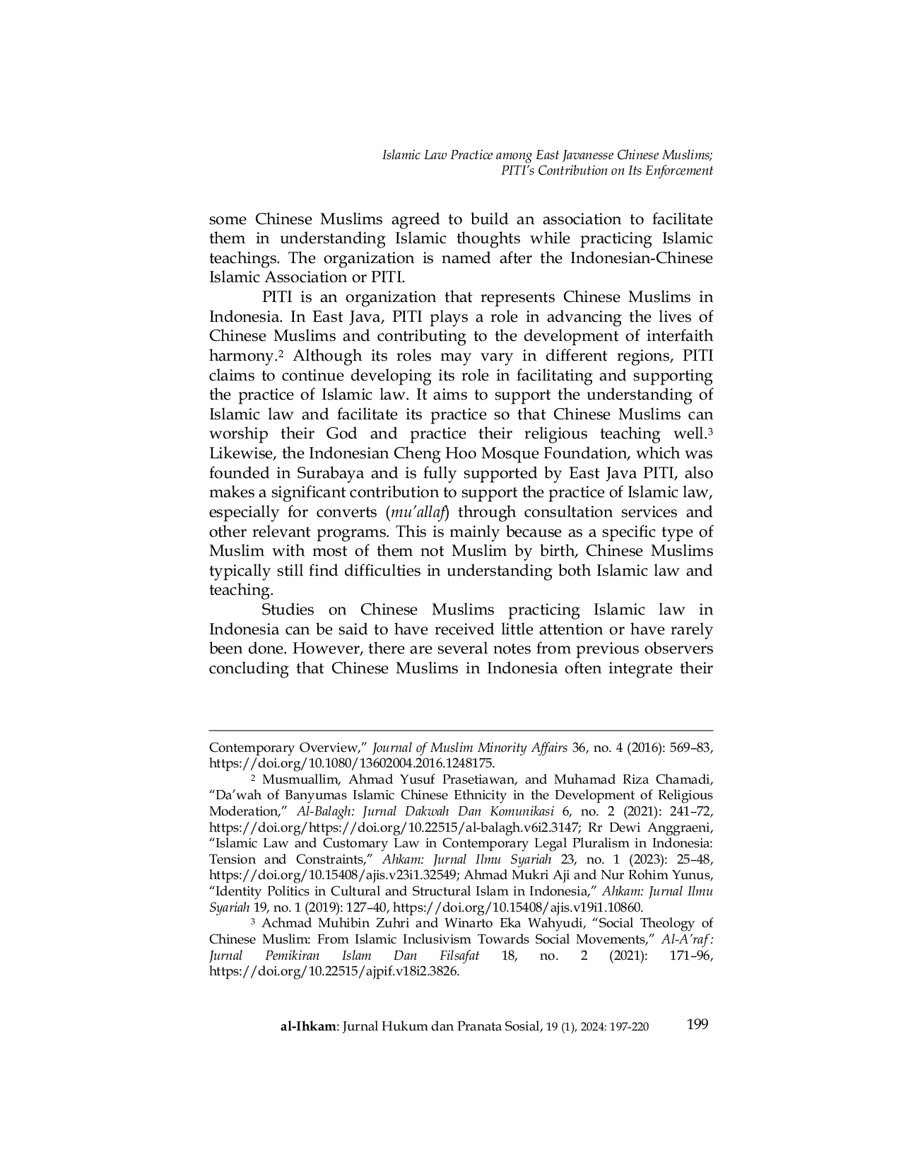 JURIS Islamic Law Practice among East Javanesse Chinese Muslims PITI s Contribution on Its Enforcement