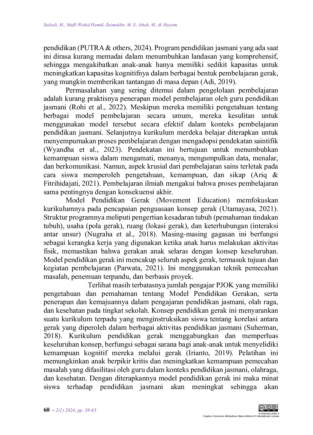 JURIS Pelatihan Penerapan Model Pendidikan Gerak Pada Guru Pendidikan Jasmani Olahraga Dan Kesehatan SMP Negeri 4 Polewali