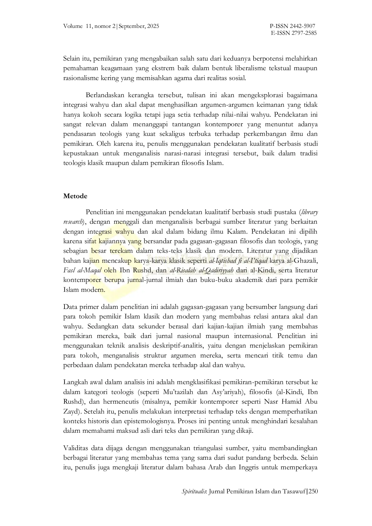 JURIS Integrasi Wahyu dan Akal untuk Membangun Argumen yang Kokoh Bidang Ilmu Kalam